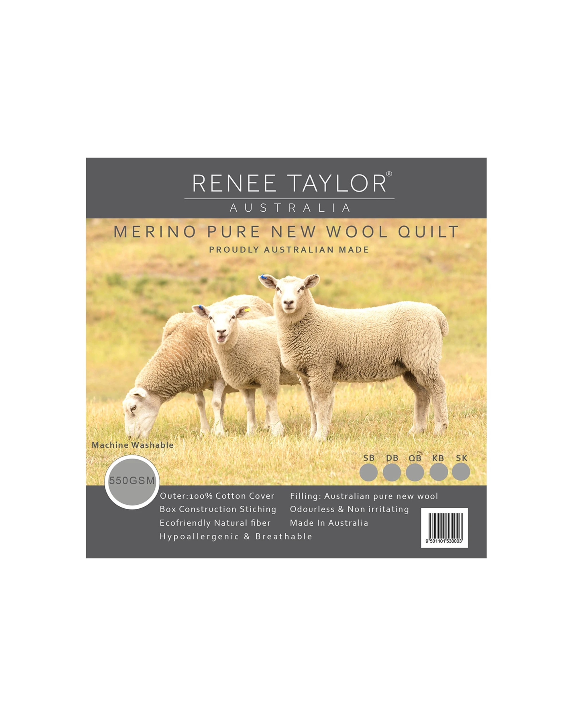 2 Renee Taylor Super King 550gsm Australian Pure Merino Wool Quilt Bedding
 - Super King Bed
 - White, 2 of 3