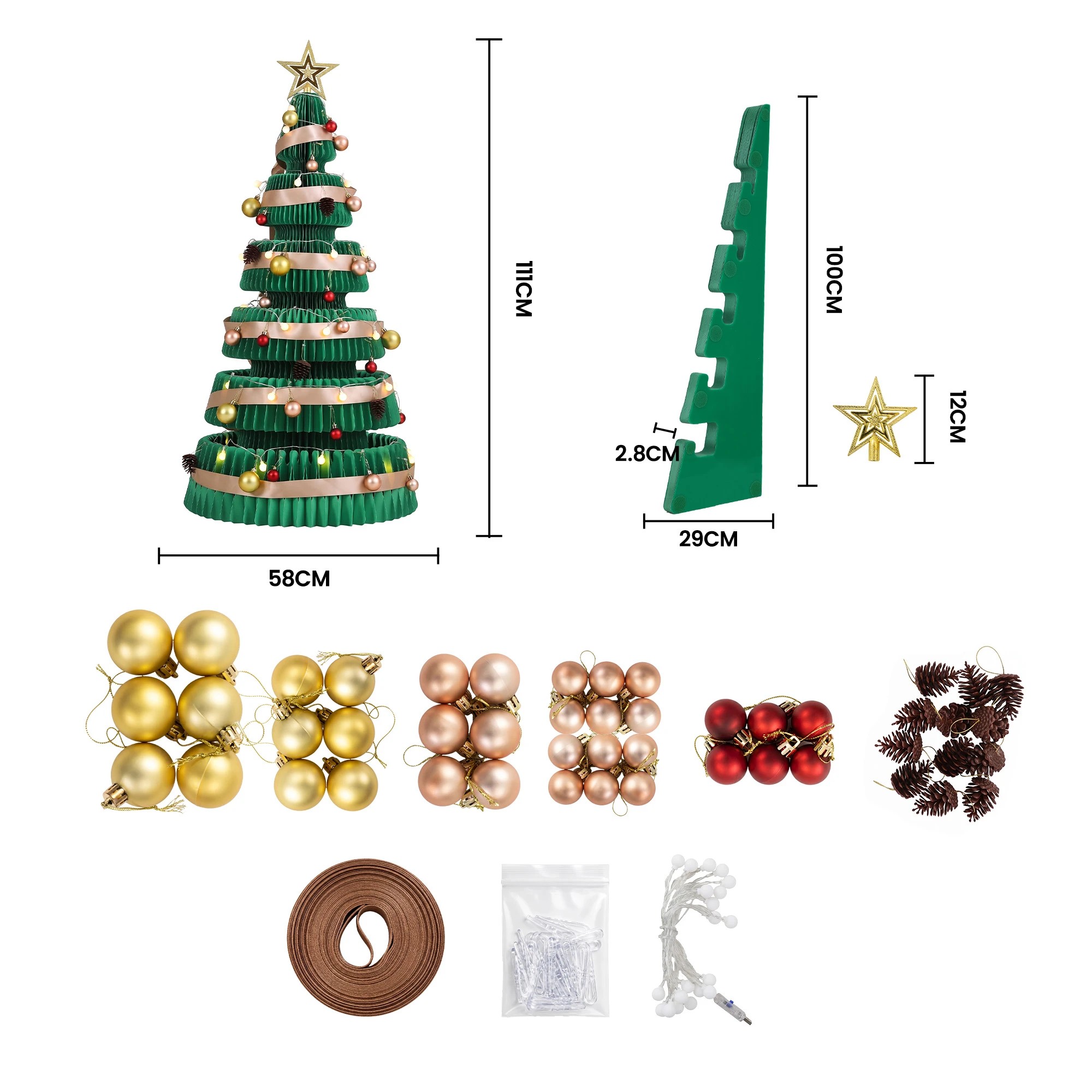 3 Jingle Jollys 111cm Foldable Christmas Tree Xmas Decorations - Green, 3 of 10