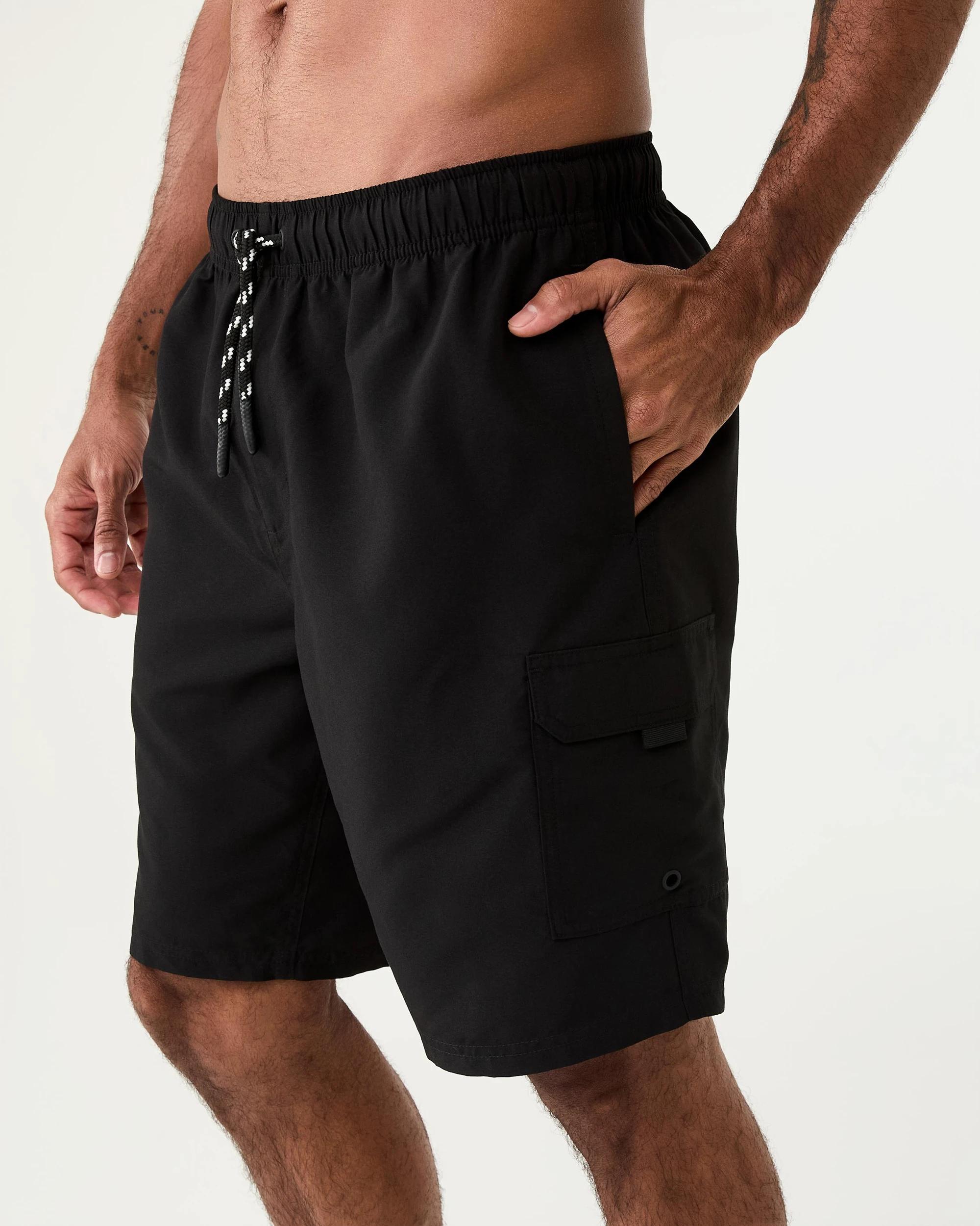 2 Elastic Waist Regular Cargo Boardshorts Black, 2 of 7