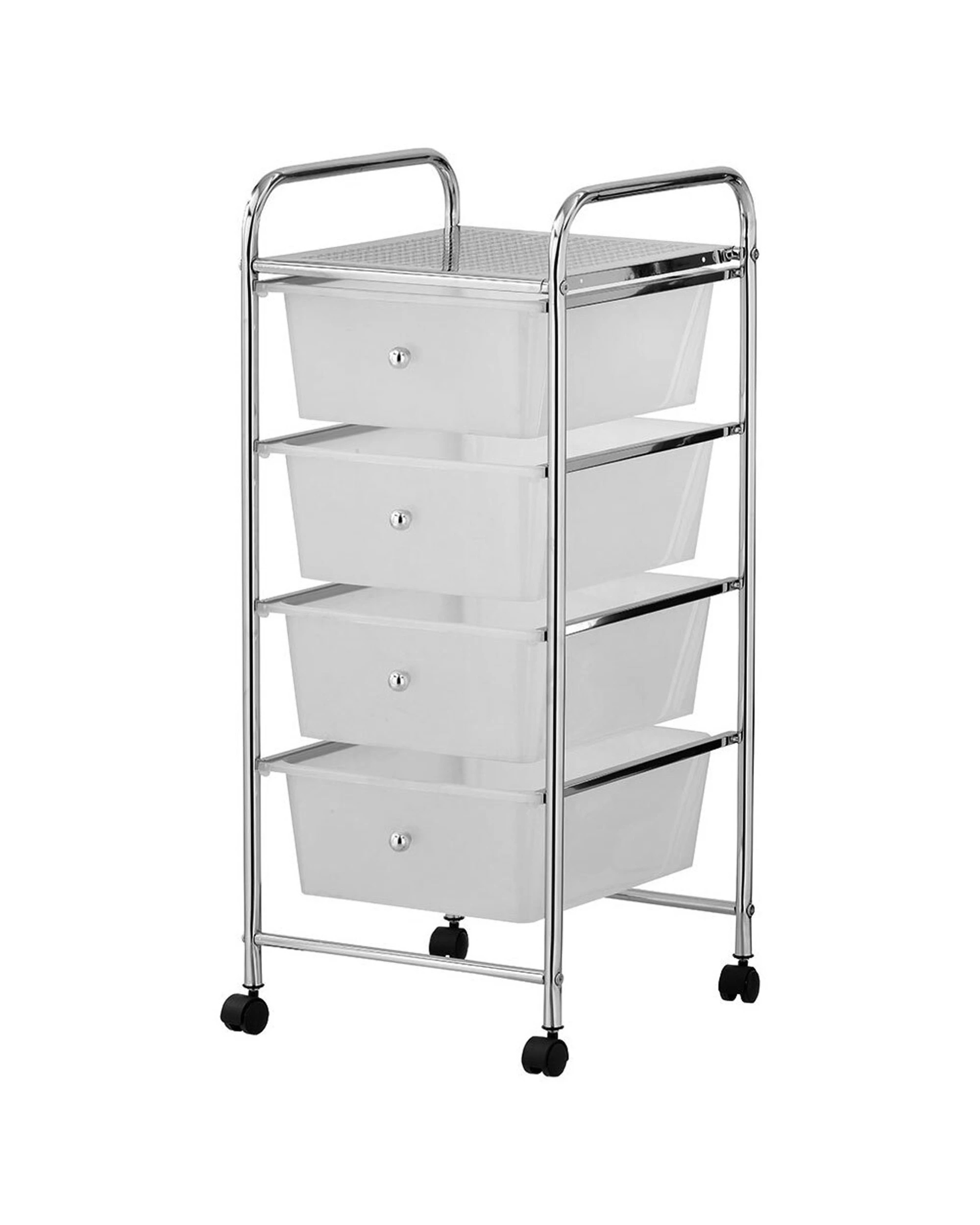 2 Boxsweden 4 Draw Clear Trolley Storage Trolley Metal Storage Cart 76cm - Plain, 2 of 3