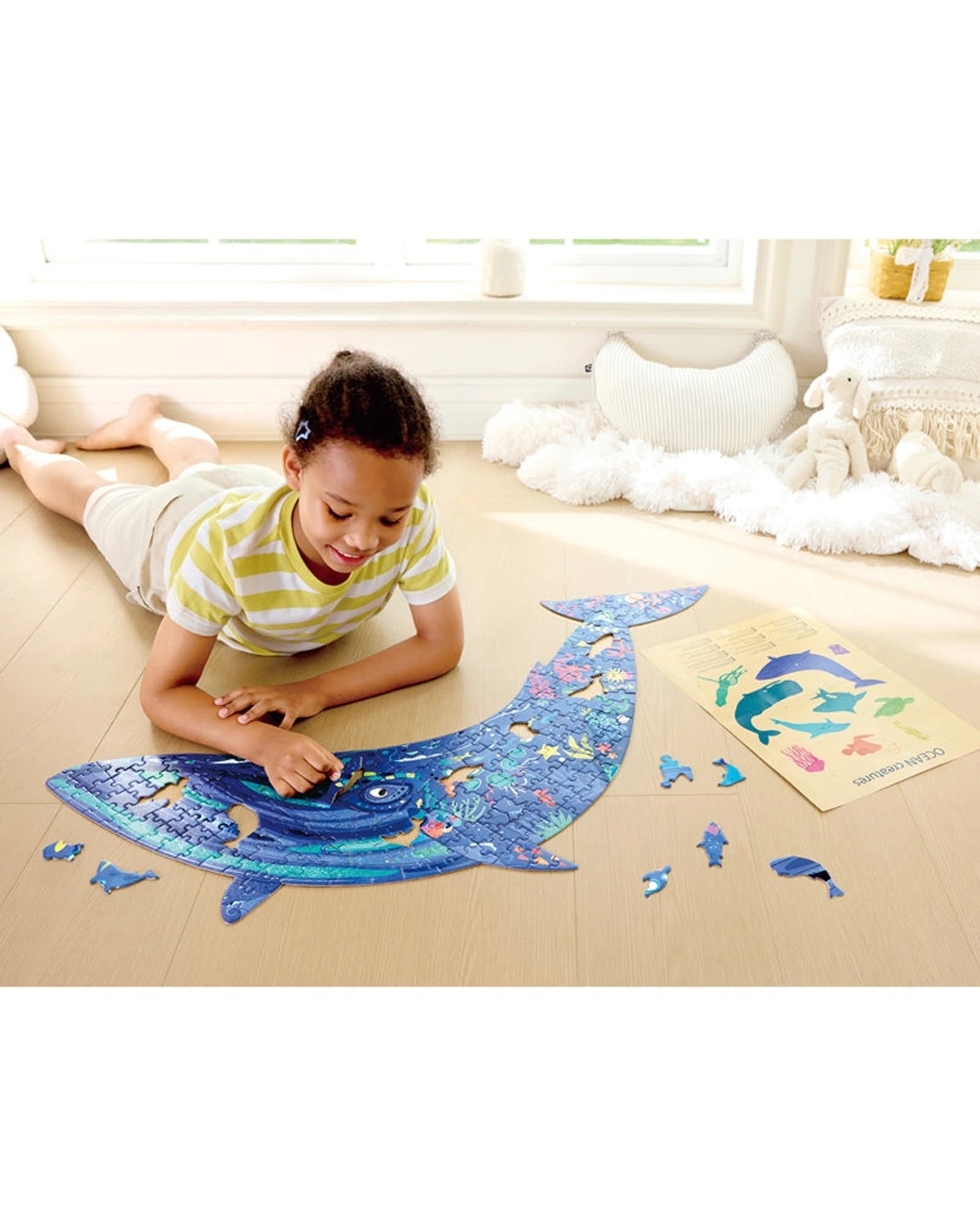 3 Hape Floor Puzzle Ocean Animal Whale Shaped Kids Educational Marine Puzzle Toy - Multi, 3 of 3