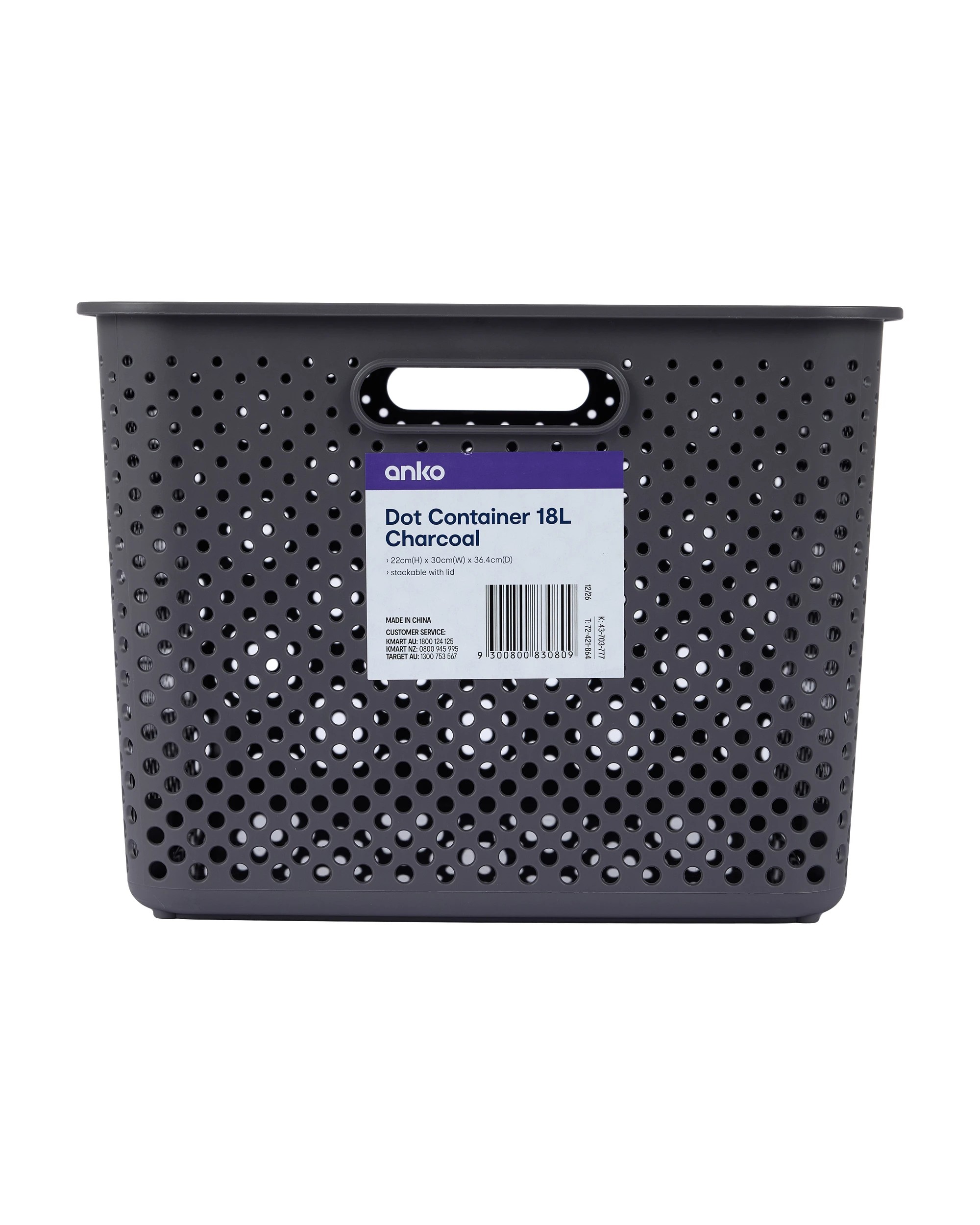5 Anko 18L Dot Container - Charcoal - Grey, 5 of 5