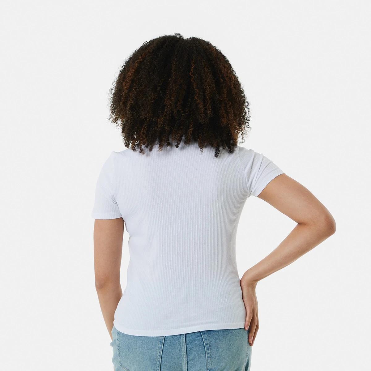 4 Short Sleeve Rib Crew Neck T-shirt White, 4 of 7