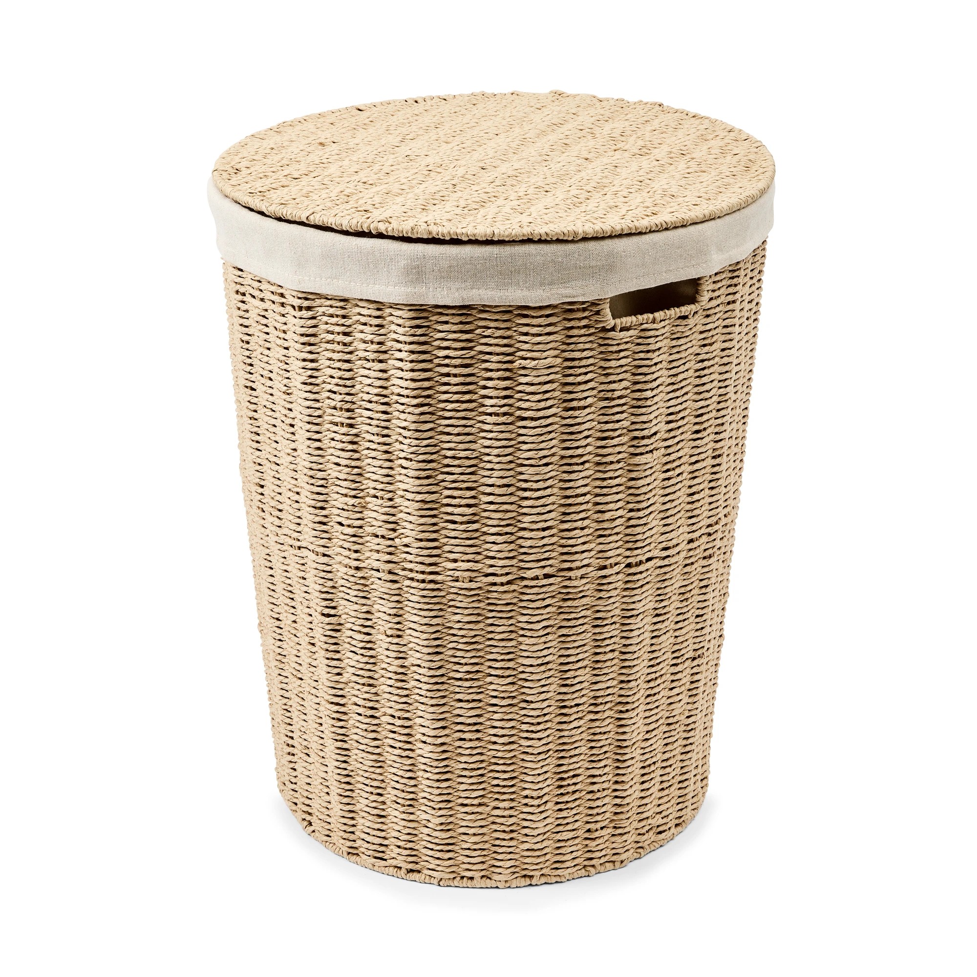 3 Round Paper Rope Hamper with Lid - Beige, 3 of 9