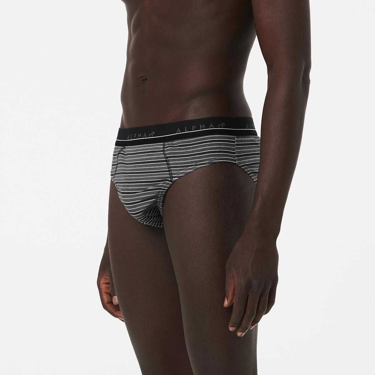 7 5 Pack Alpha Attached Elastic Hipster Briefs Blkgrystrp, 7 of 10