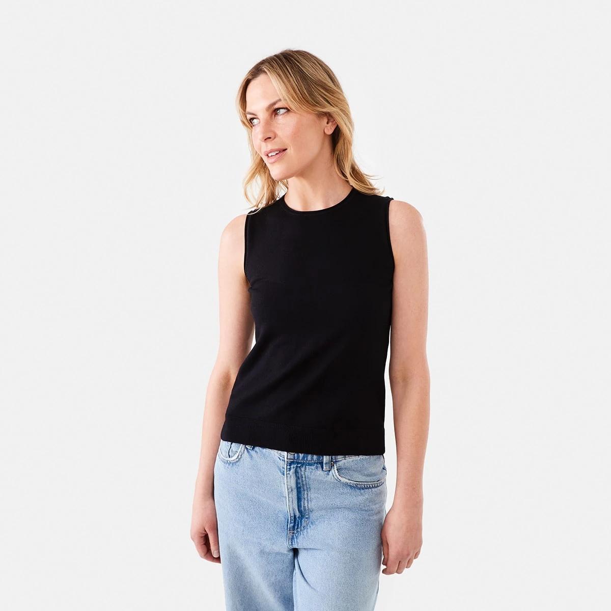 1 Sleeveless True Knit Tank Top Black, 1 of 8