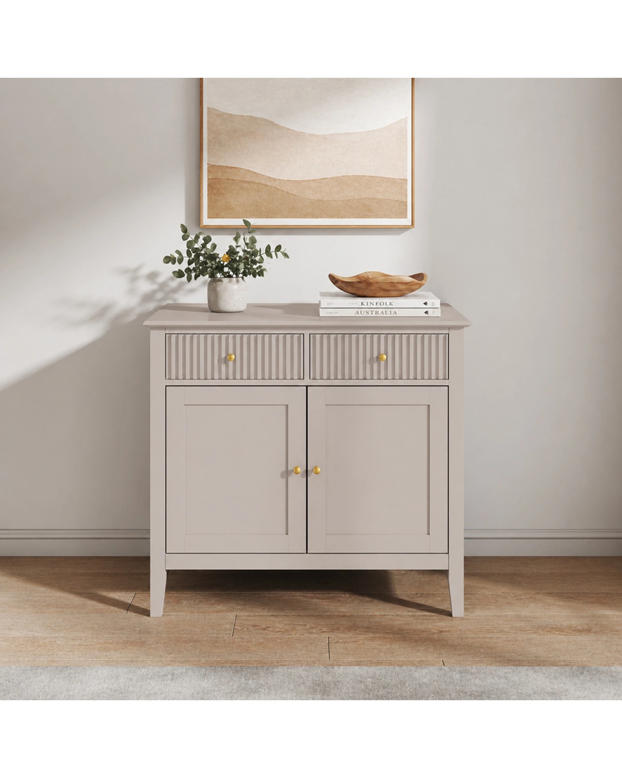 3 Alpine Bay Zara Fluted Buffet Cabinet 2 Door - Beige, 3 of 7