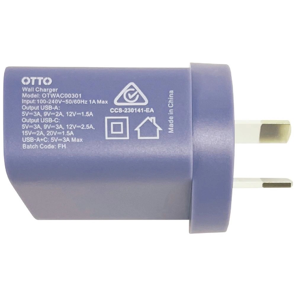5 Otto 30W 2-Port USB-C + USB-A Wall Charger Pastel Blue, 5 of 7
