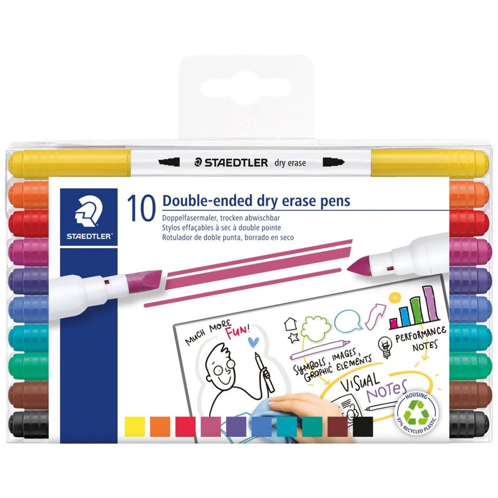 1 Staedtler Double End Whiteboard Markers Assorted 10 Pack, 1 of 1