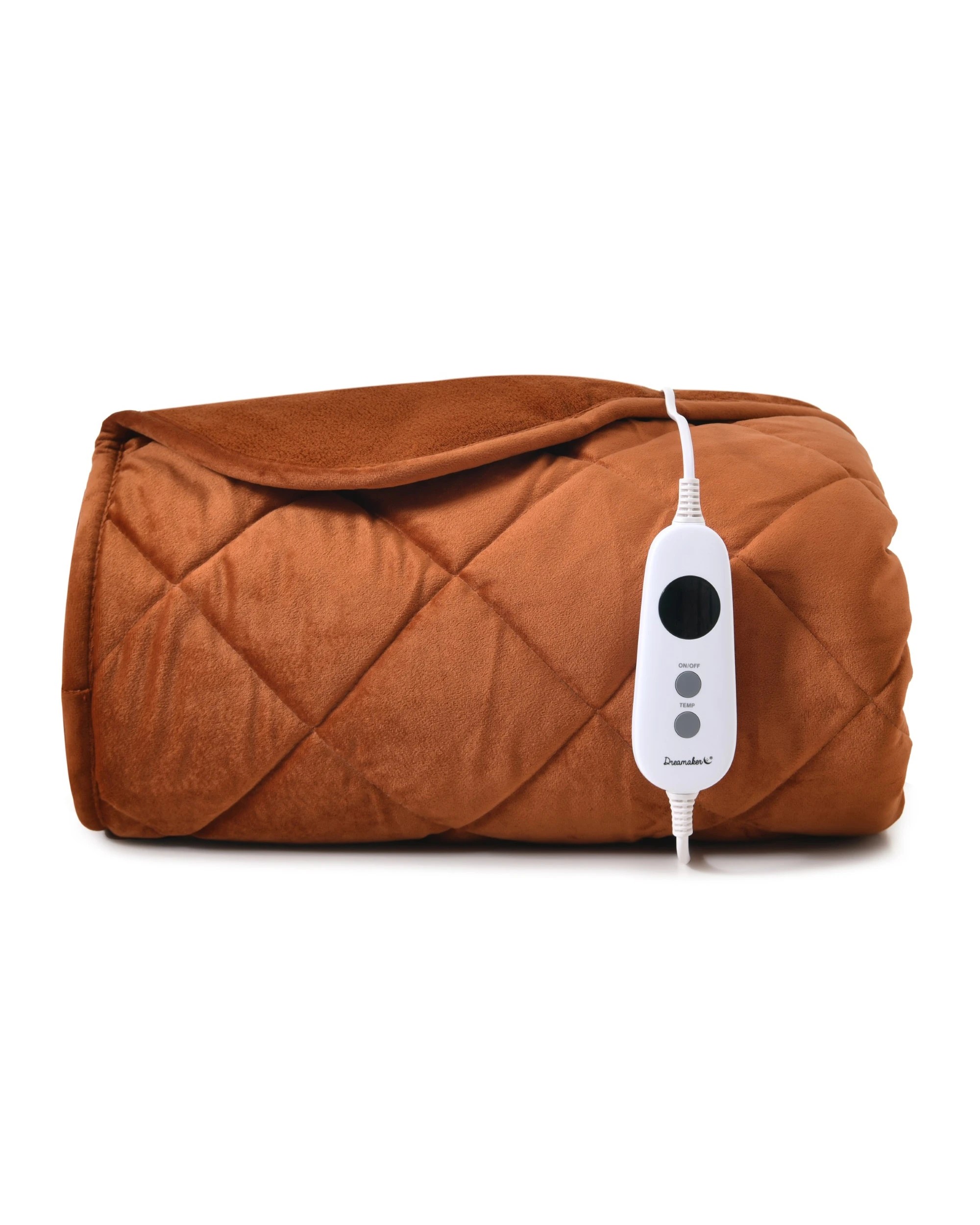 2 Dreamaker Haven Quilted Velvet Heated Throw 130x160cm - Rust, 2 of 8
