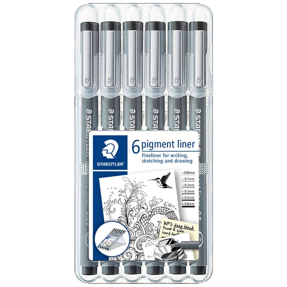 1 Staedtler Pigment Liner 6 Pack Assorted, 1 of 4