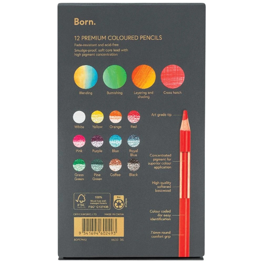 2 Born Premium Colour Pencils 12 Pack, 2 of 4