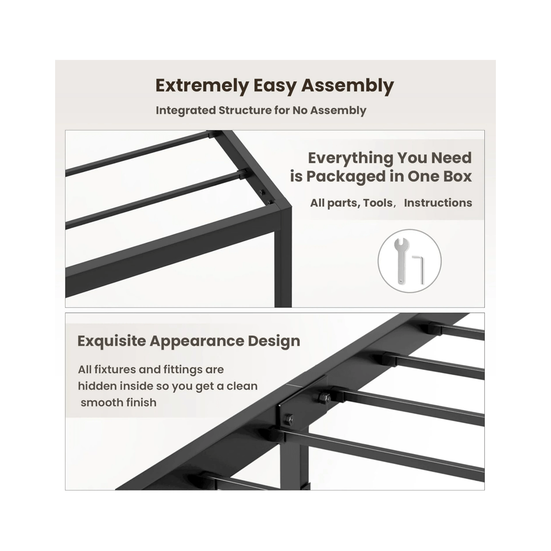 6 Advwin Double Metal Bed Frame Black, 6 of 8