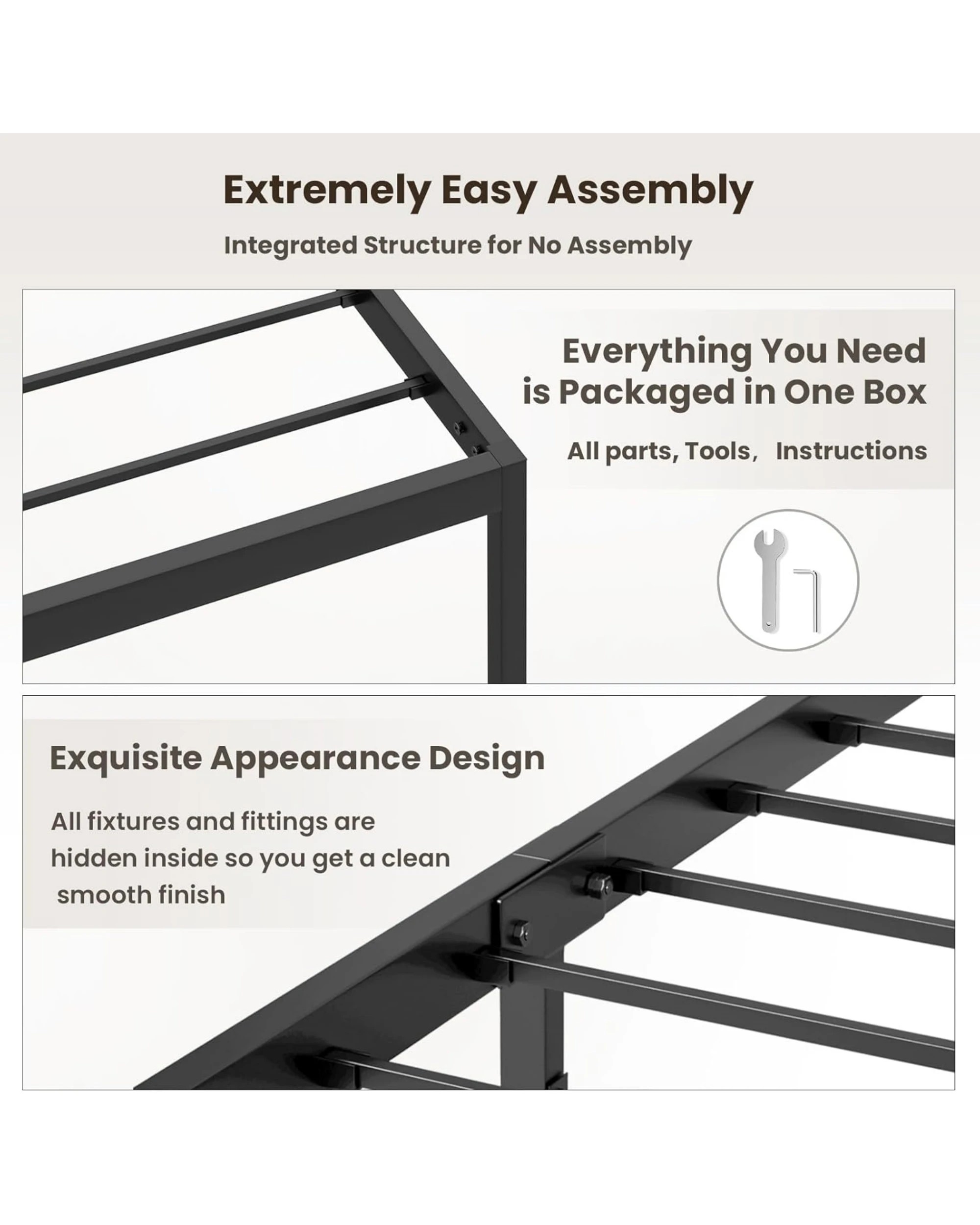 6 Advwin Double Metal Bed Frame Black, 6 of 8