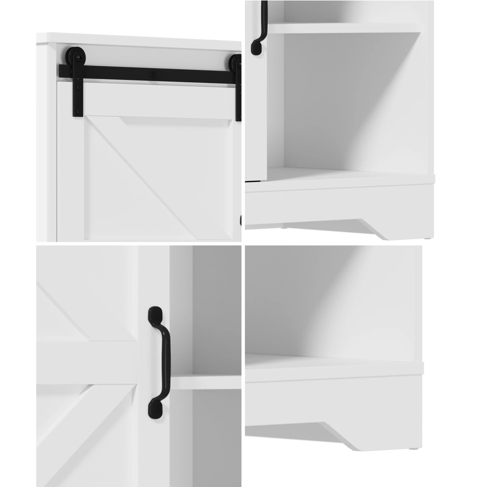 5 Oikiture 2x Buffet Sideboard Storage Cabinet Sliding Door - White, 5 of 9