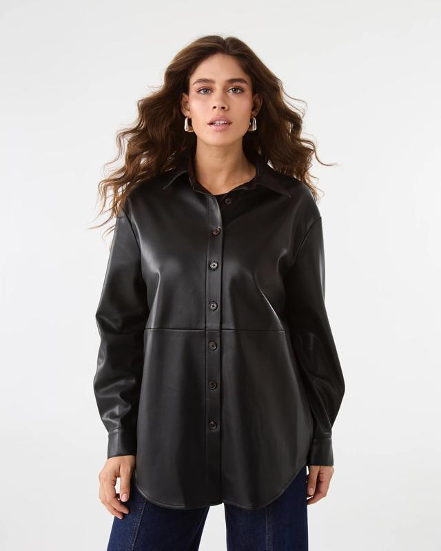 Long Sleeve Faux Leather S