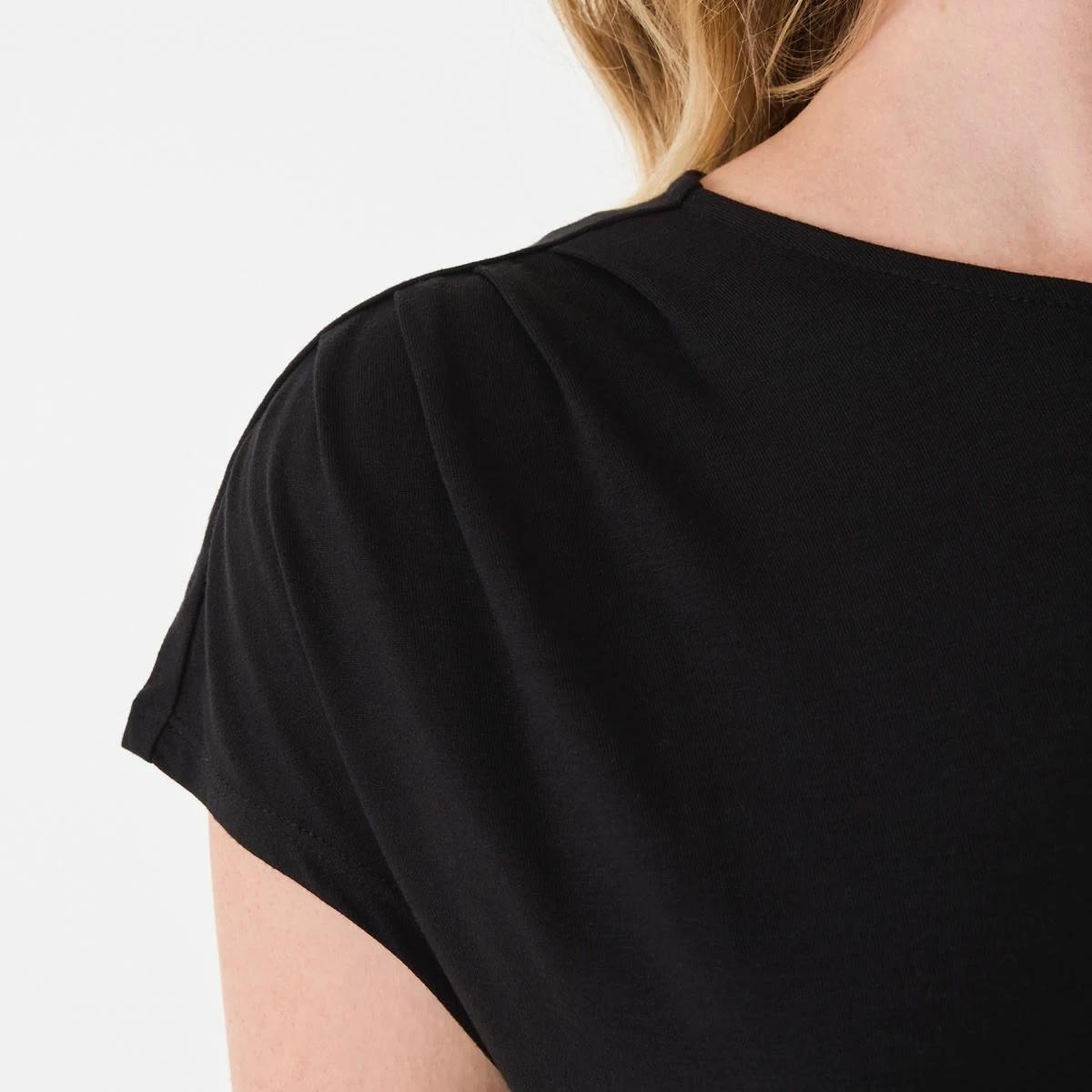 5 Short Sleeve Pleat Detail Top Black, 5 of 5