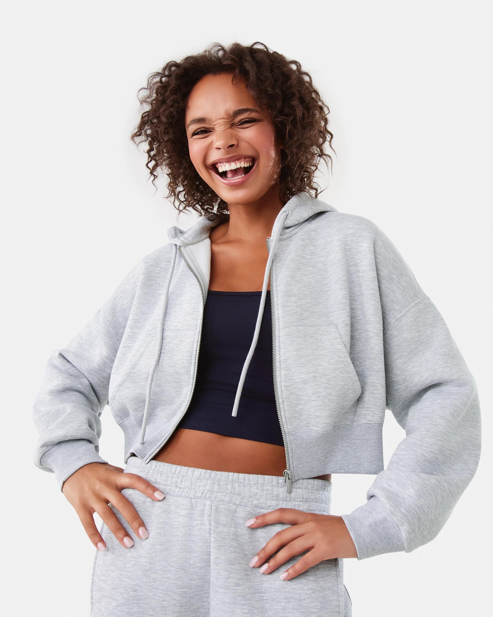 9 Crop Zip Hoodie Slvr Marle, 9 of 9