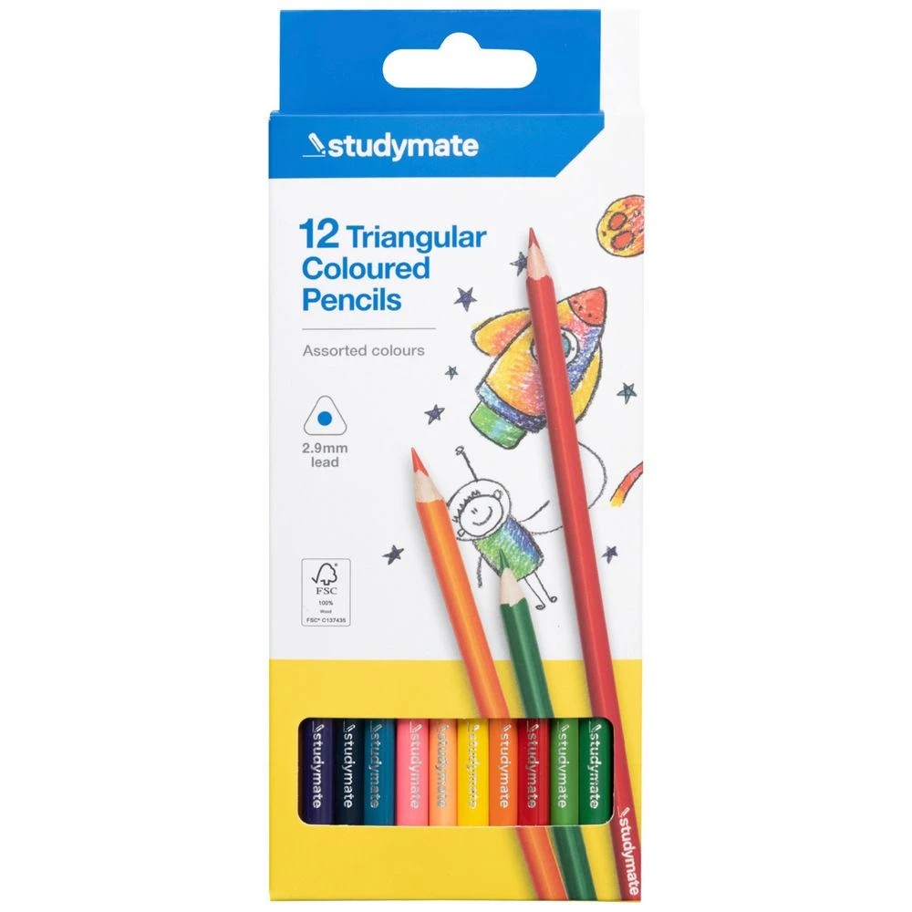 1 Studymate Triangular Coloured Pencils 12 Pack, 1 of 5