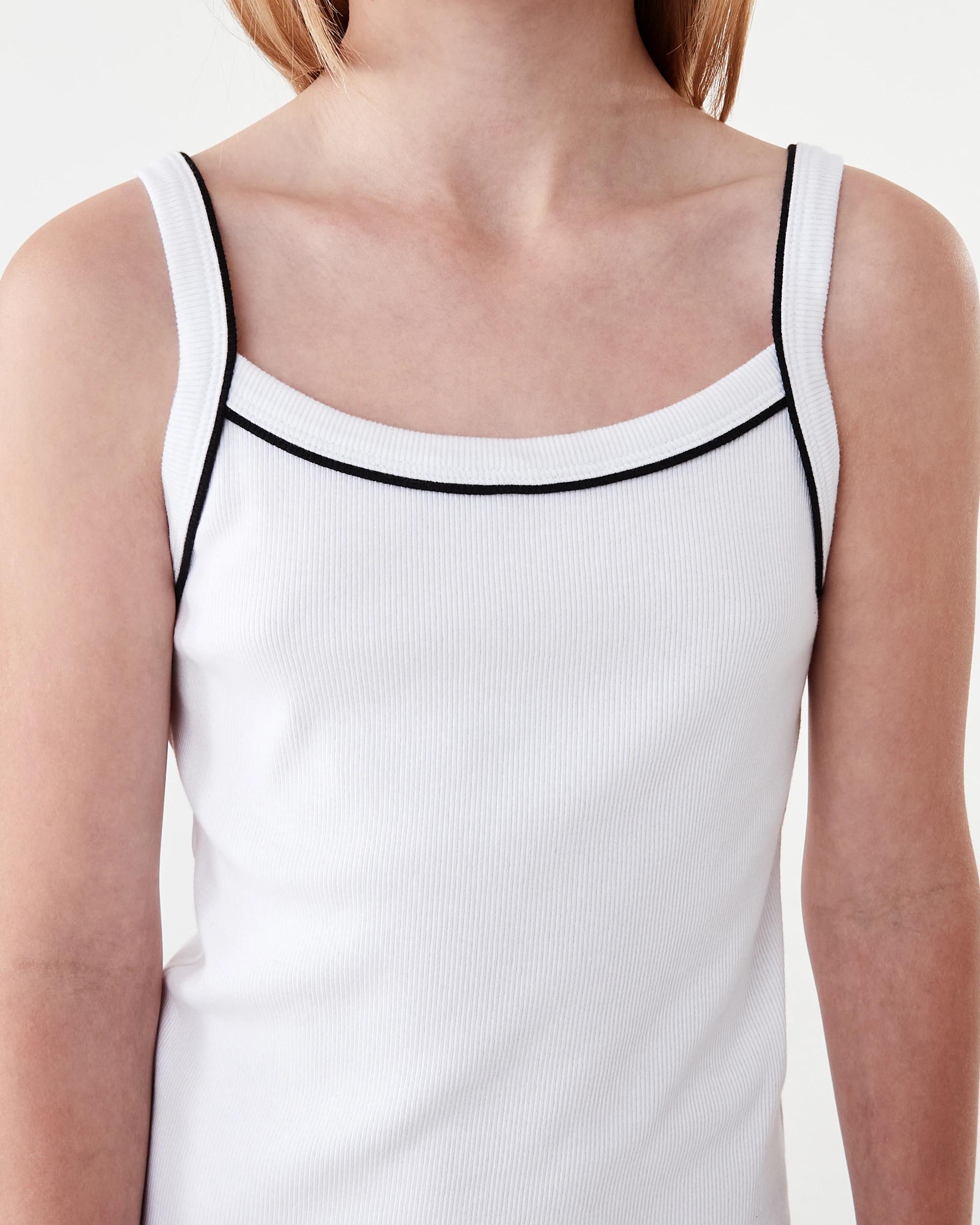 4 Rib Singlet Tank Top White, 4 of 7