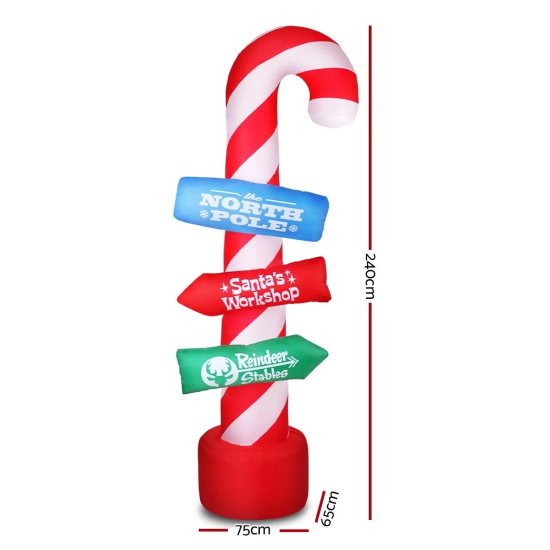 3 Jingle Jollys Christmas Inflatable Candy Pole 2.4m Illuminated Decorations
 - Red, 3 of 8