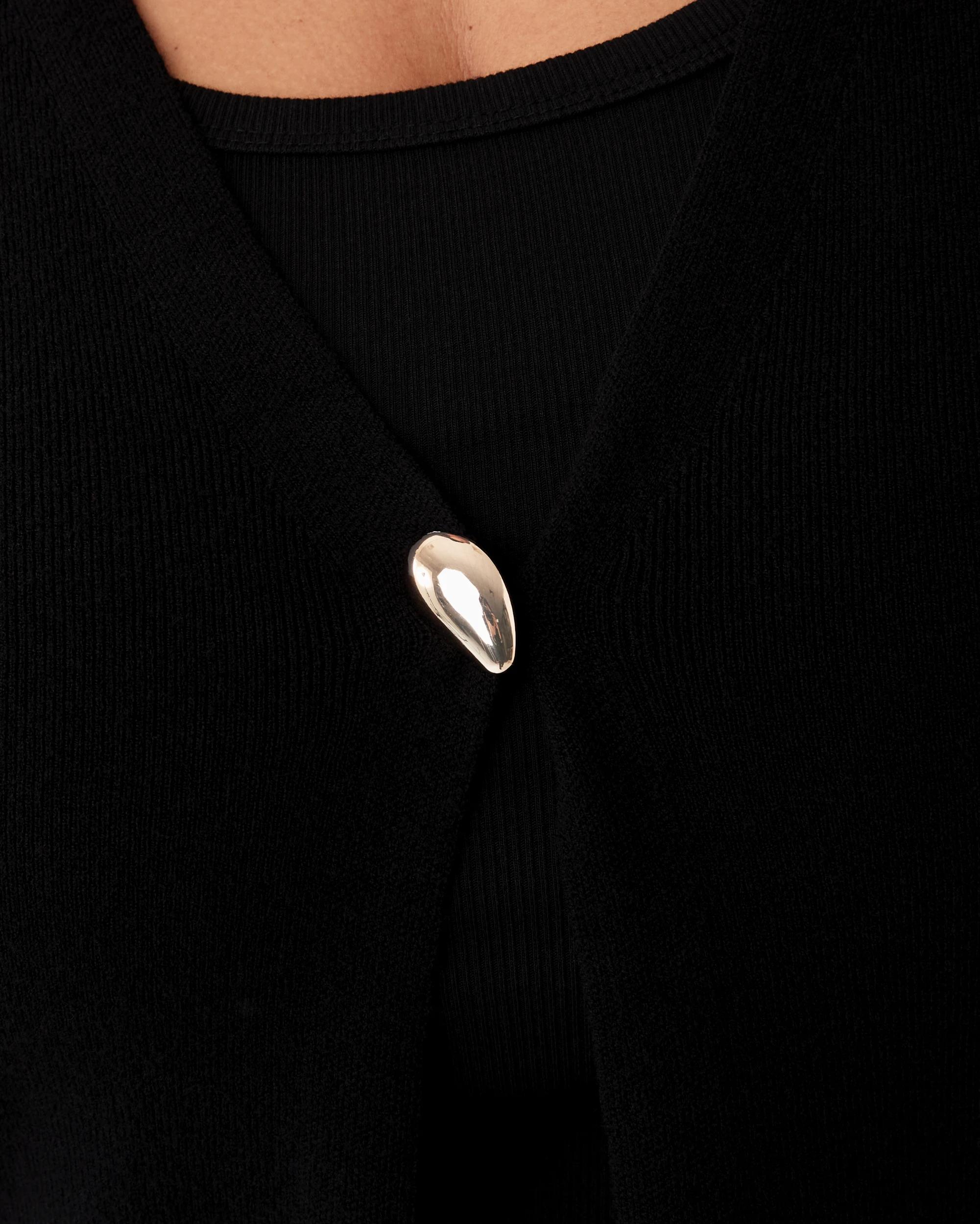 6 Curve Gold Tone Button Cardigan Black, 6 of 7