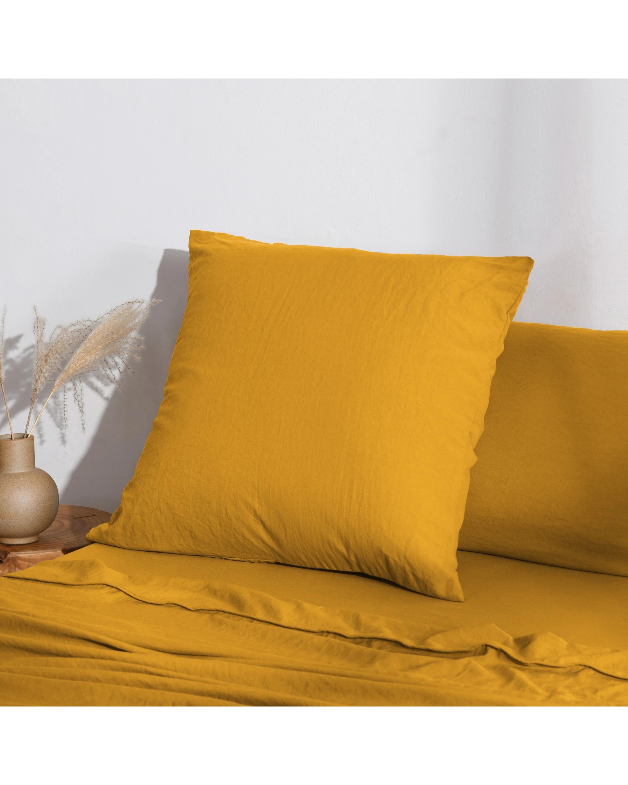 2 Dreamaker Superfine Washed Microfibre European Pillowcase - Mustard, 2 of 5