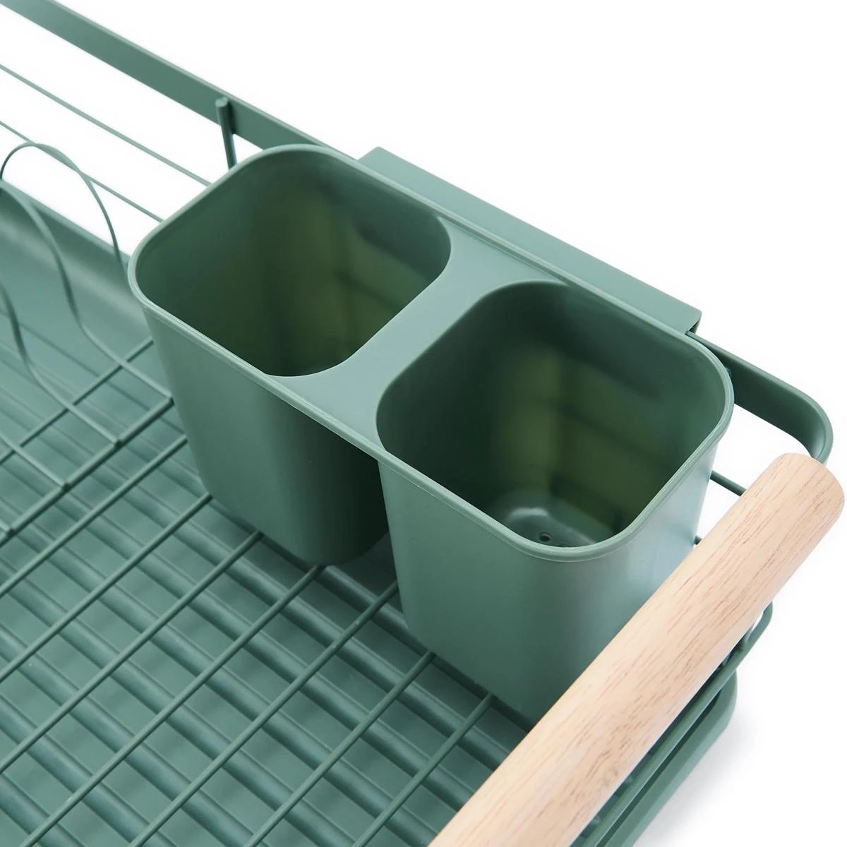 7 Green Wooden Handle Dish Rack, 7 of 9