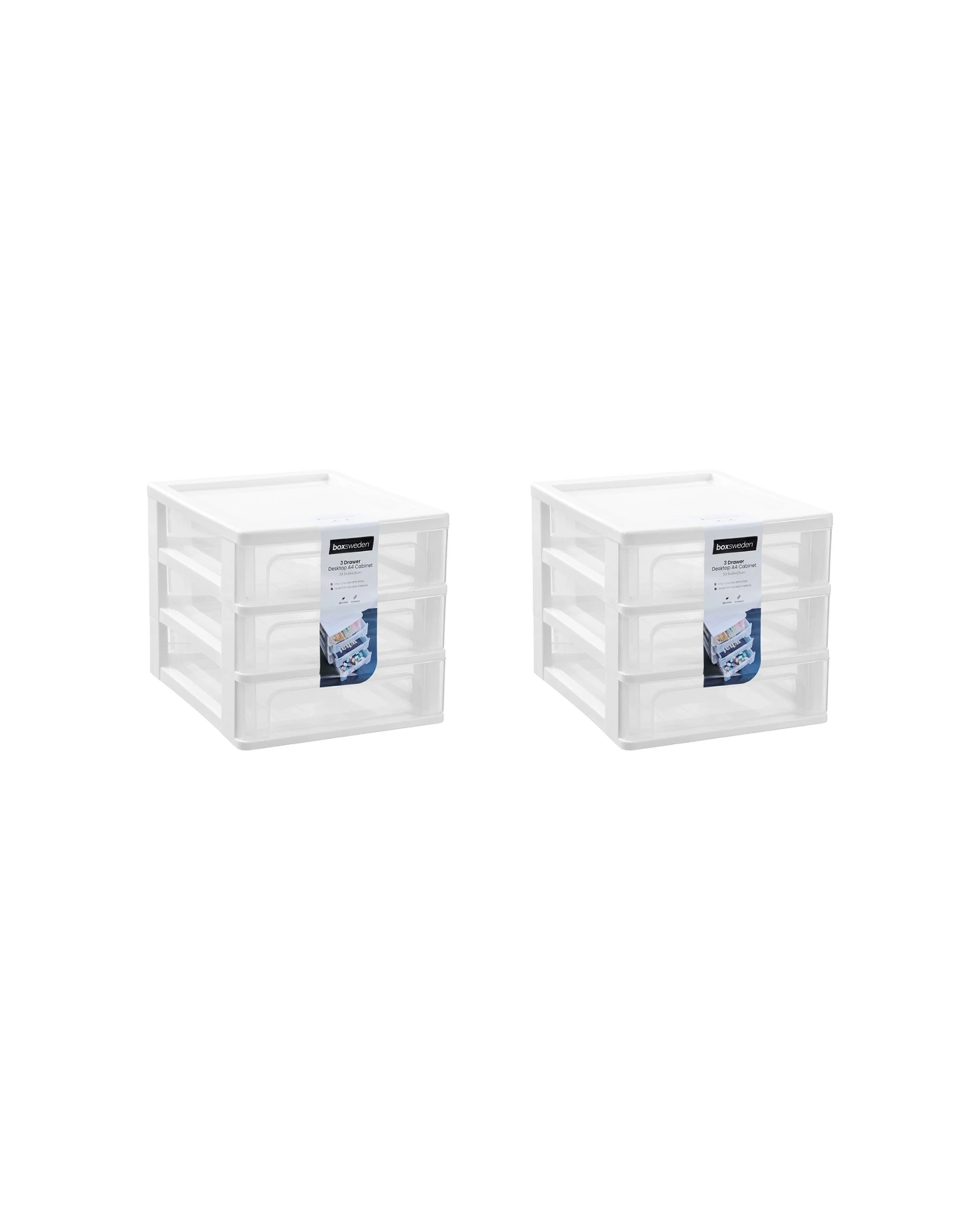 1 Boxsweden 2PK Boxsweden A4 Desktop 3-Drawer Unit Desktop Storage Organiser - Assorted, 1 of 9