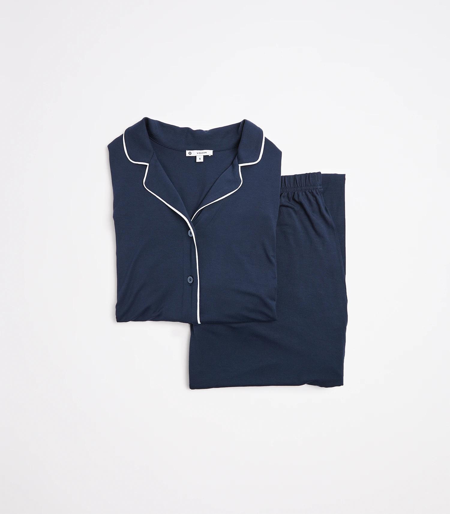 5 Target Woman Soft Comfort Bamboo Full Length Pyjama Set NAVY BLUE, 5 of 5