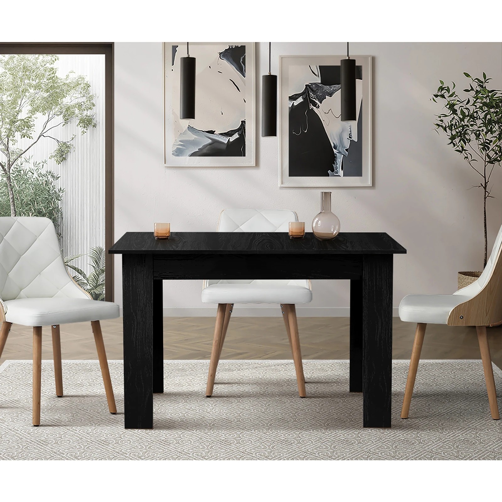 3 Oikiture 160cm Extendable Dining Table Kitchen Restaurant Cafe Table
 - Black, 3 of 8