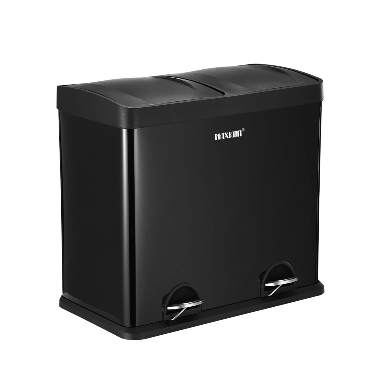 4 Maxkon 48L Rubbish Bin Dual Compartment Pedal Recycling Trashcan Kitchen Waste Garbage Household Stepbin Coated Steel, 4 of 6