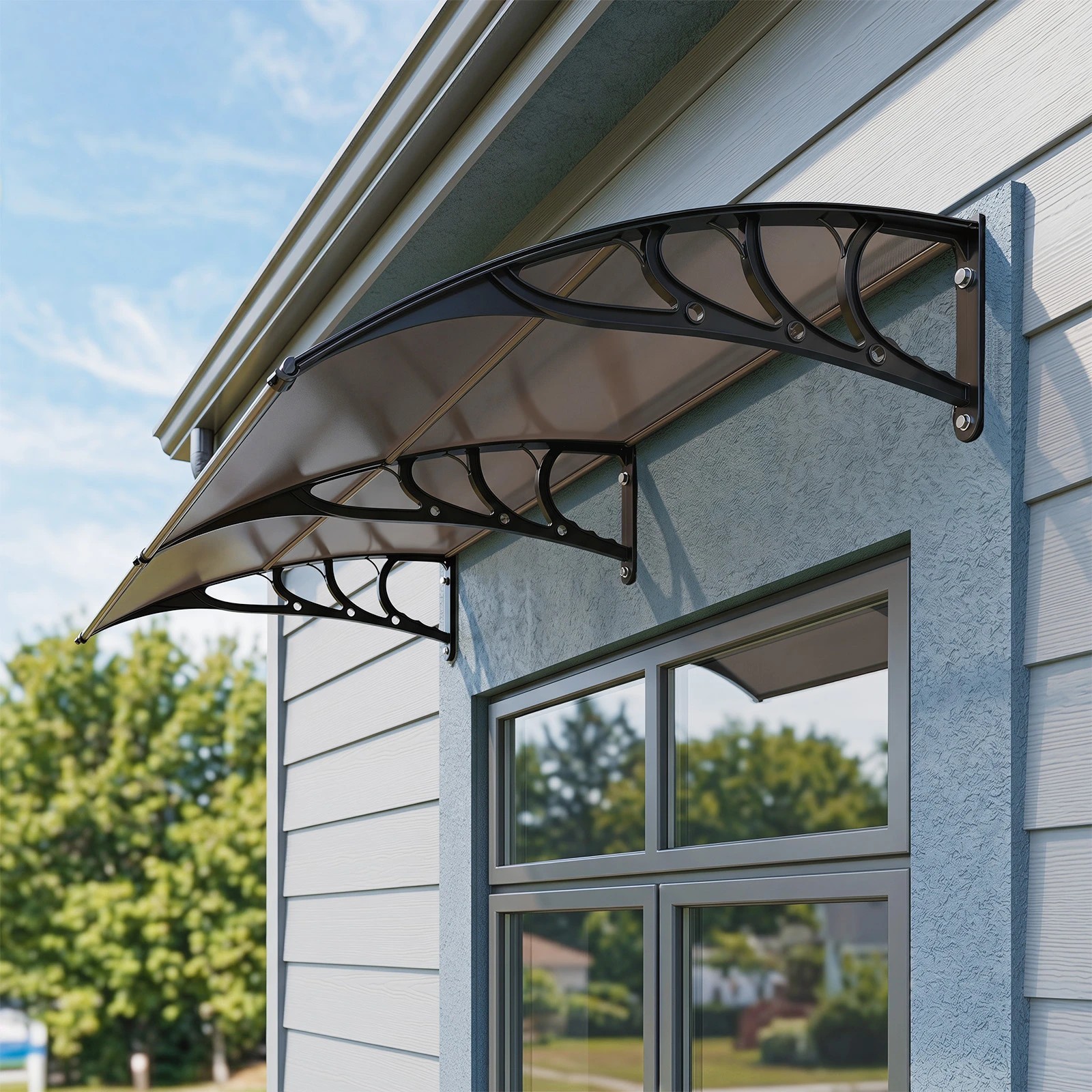 3 Costway Window Door Awning Door Canopy Patio UV Rain Cover - Brown, 3 of 3