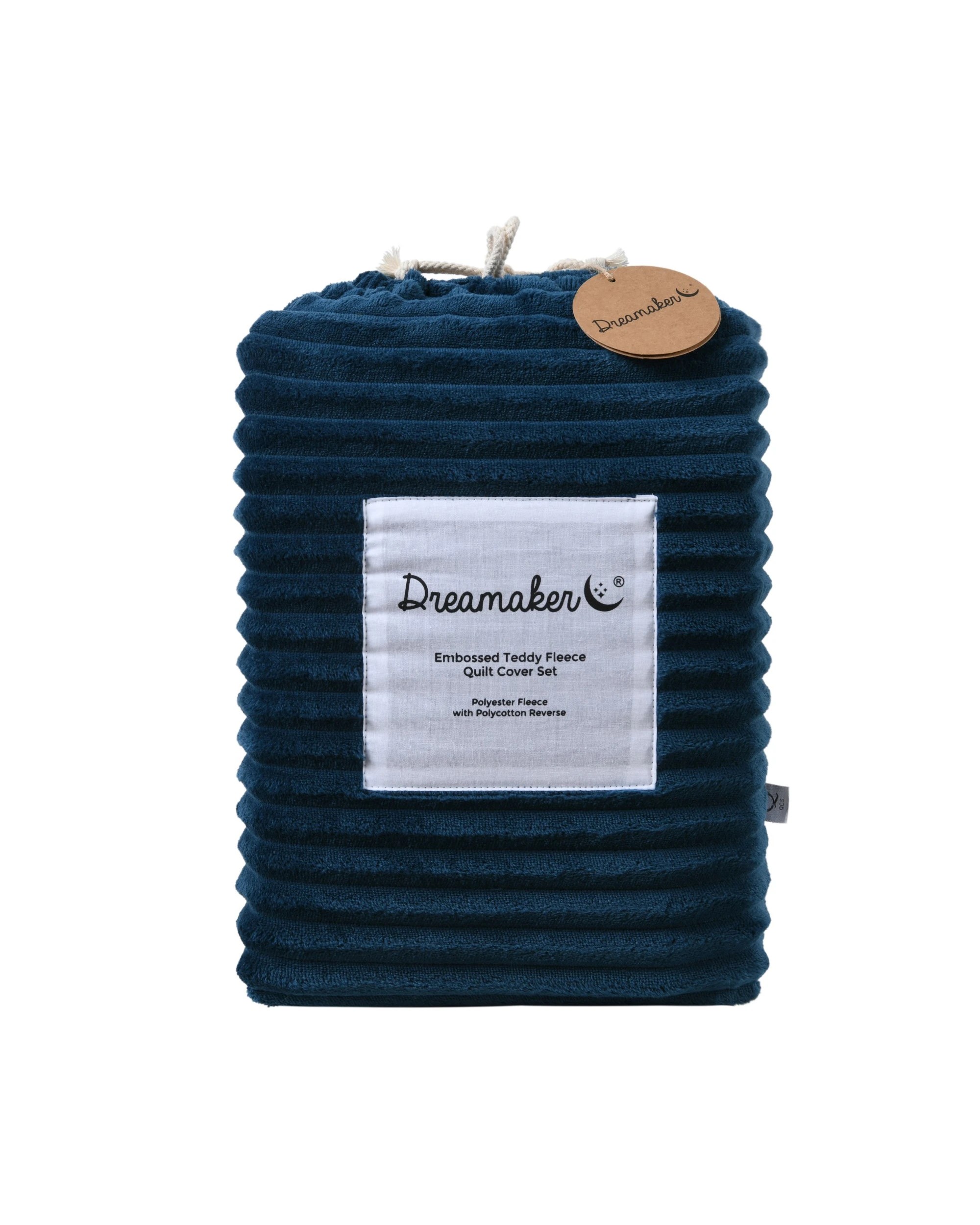 7 Dreamaker Signature Embossed Corduroy Fleece Quilt Cover Set - King Single Bed - Teal, 7 of 7