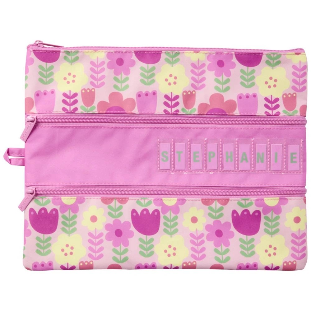 4 Studymate Large Name 3 Zip Pencil Case Flowers, 4 of 5