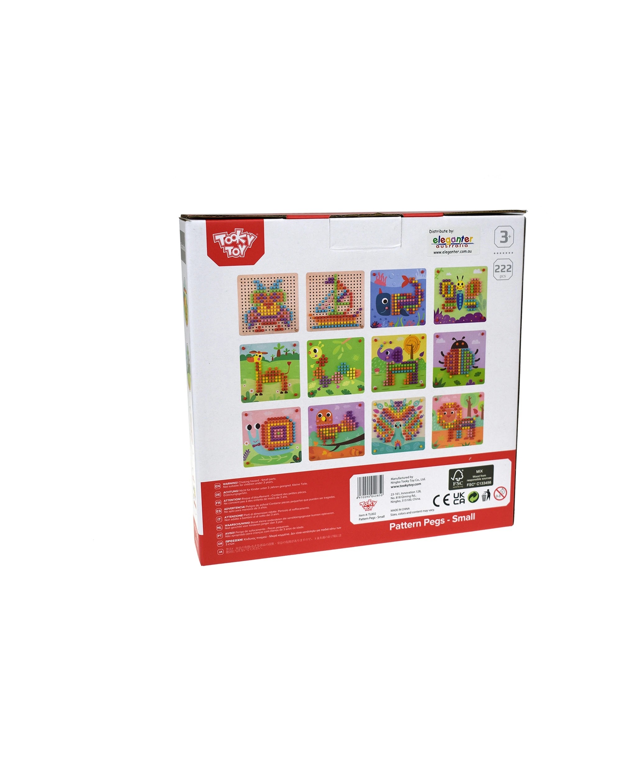 6 Tooky Toy 222pc Wooden Pattern Pegs Educational Board Game Kids 3+. - Multi, 6 of 6