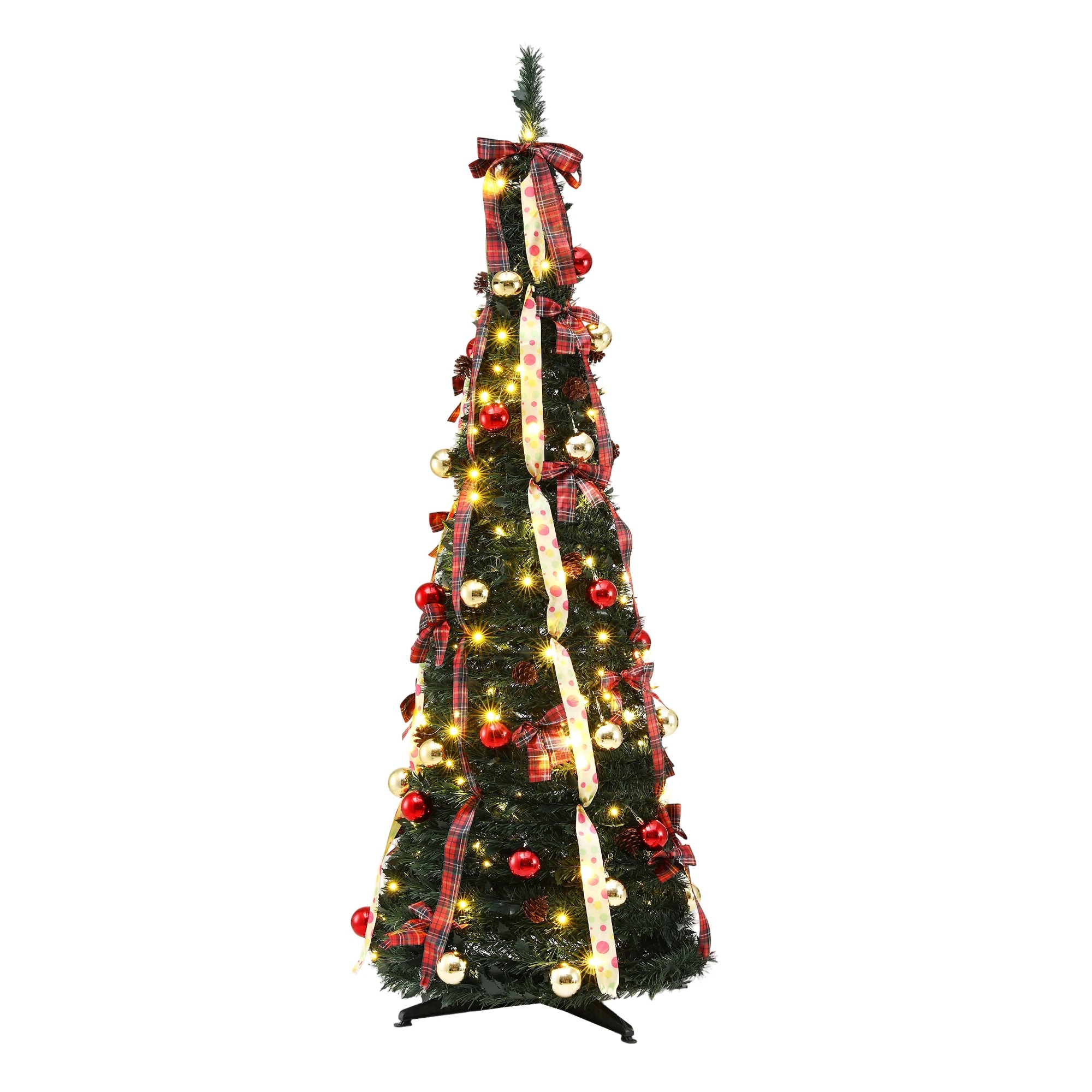 1 Jingle Jollys Pop Up Christmas Tree Pre Decorated Artificial Christmas Tree 197cm - Multi, 1 of 9