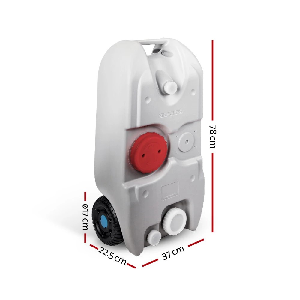 2 Weisshorn 40L Portable Wheel Water Tank Camping Caravan Storage - Grey, 2 of 8