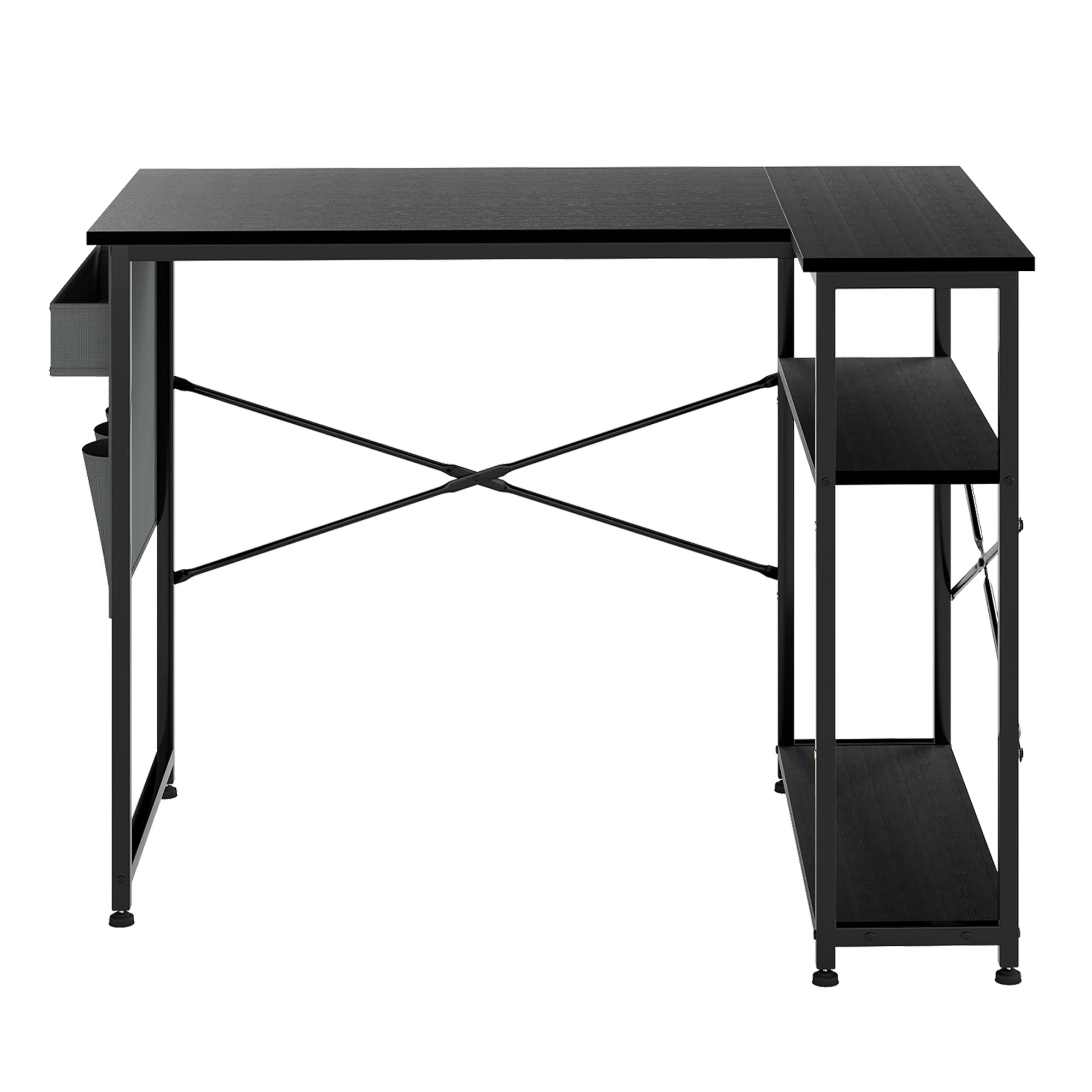 2 Levede L-shaped Gaming Desk  2 Storage Shelves - Black, 2 of 9