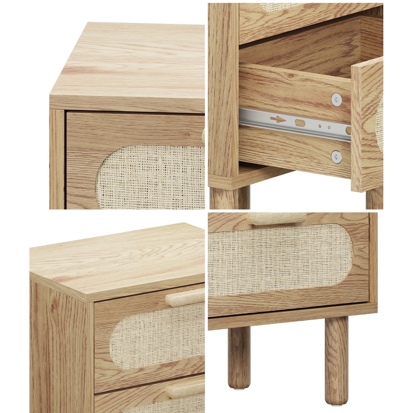 4 Oikiture Bedside Table Drawers Side End Tables Storage Nightstand
 - Natural, 4 of 10
