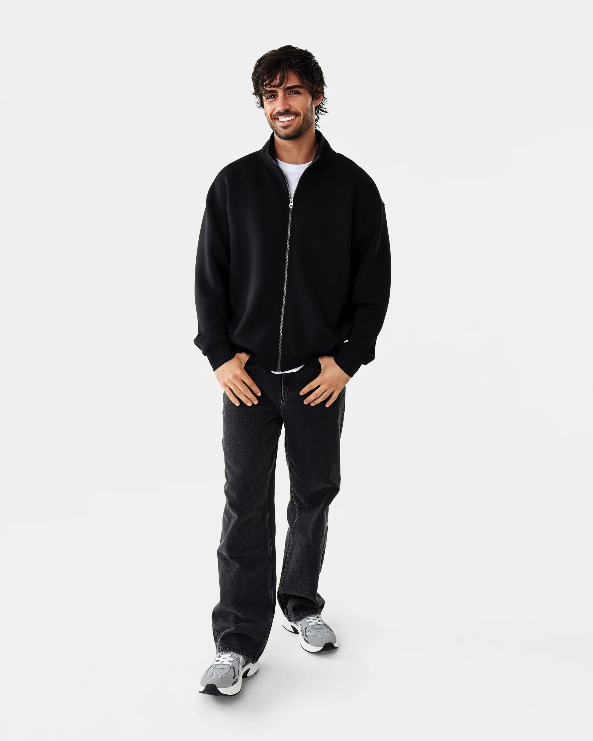 3 Scuba Funnel Neck Zip Through Sweatshirt Black, 3 of 10