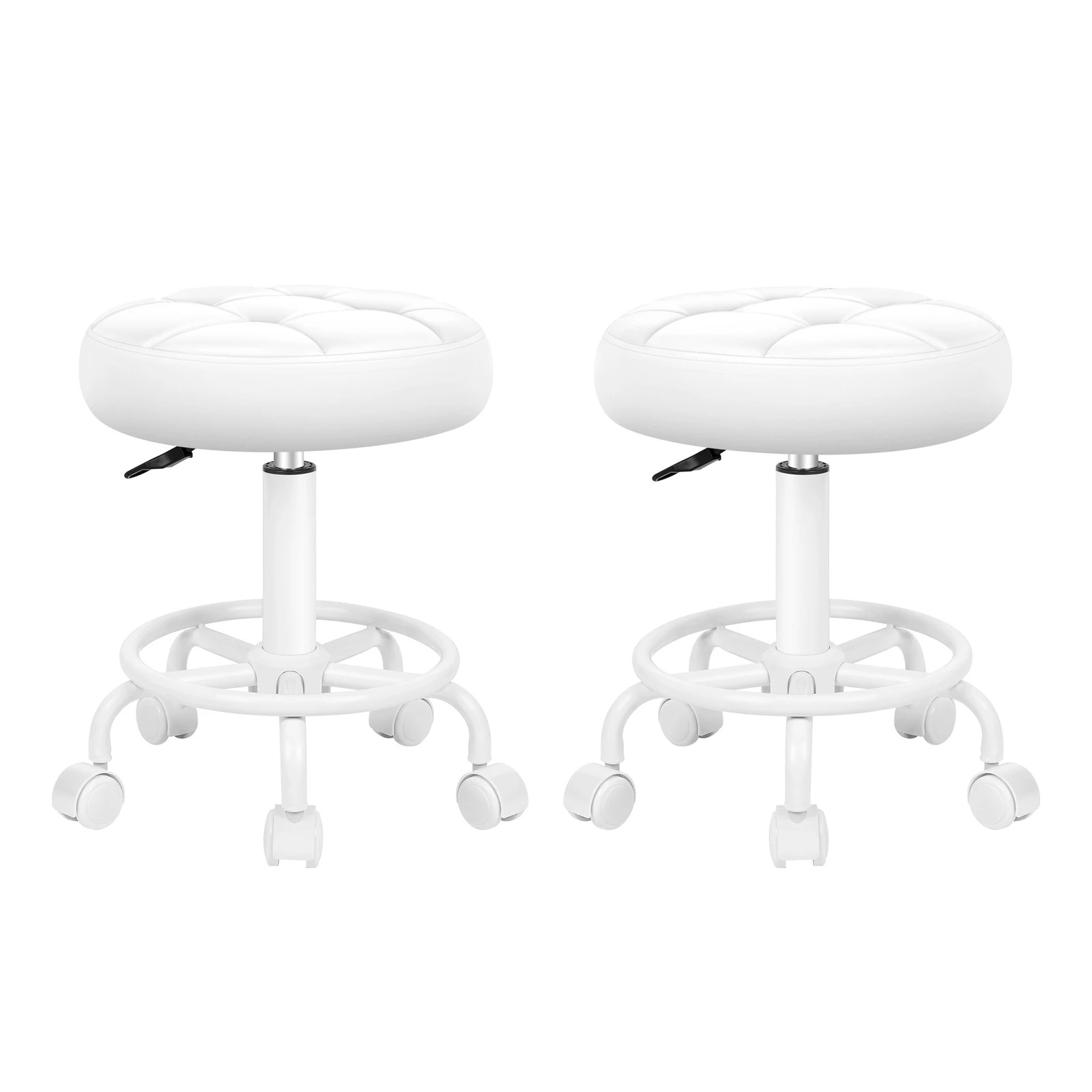 1 Alfordson 2x Salon Stool Round Swivel Barber Hair Dress Chair Gas Lift - White, 1 of 7