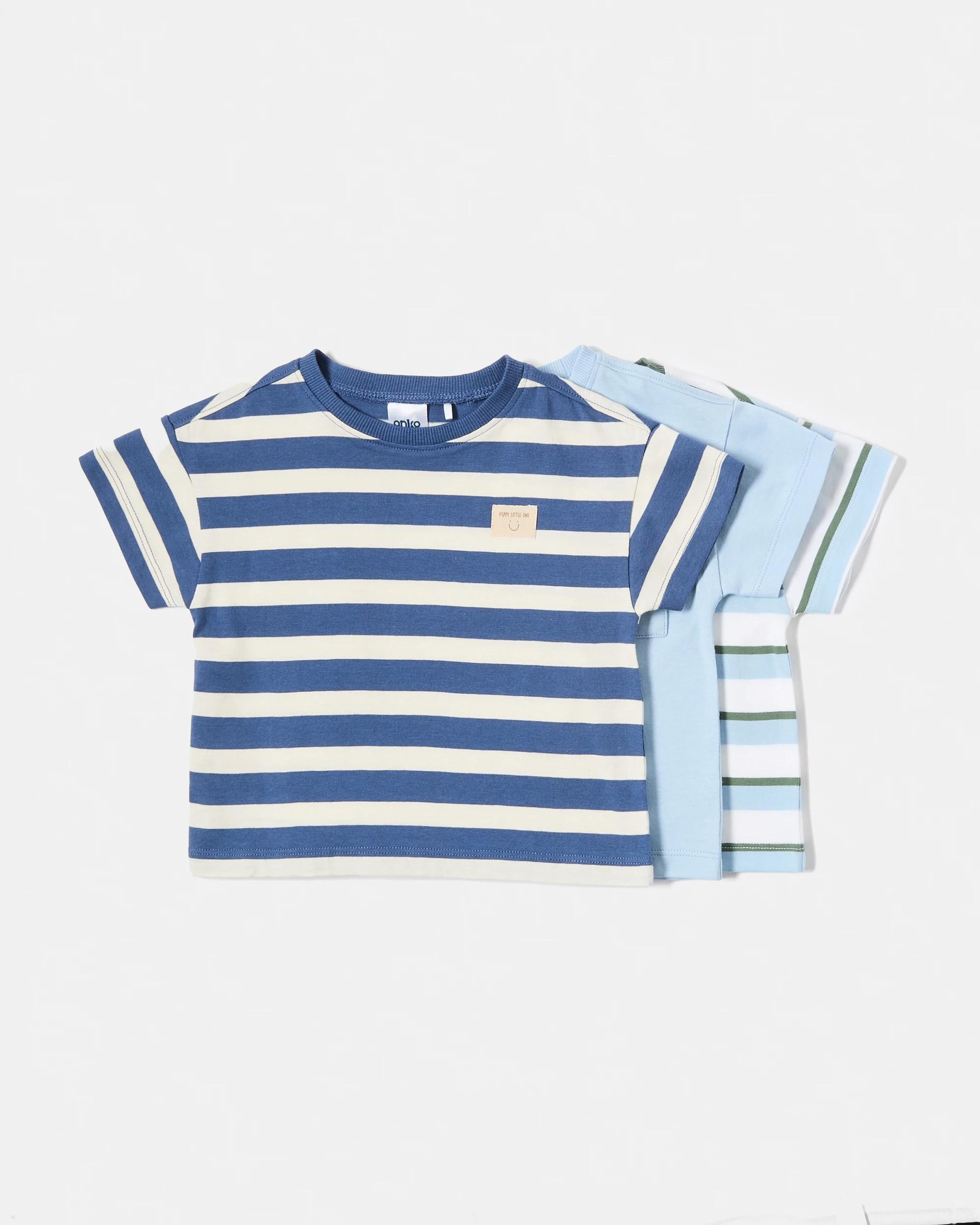 1 3 Pack Short Sleeve T-shirt BLUE STRIPES, 1 of 8
