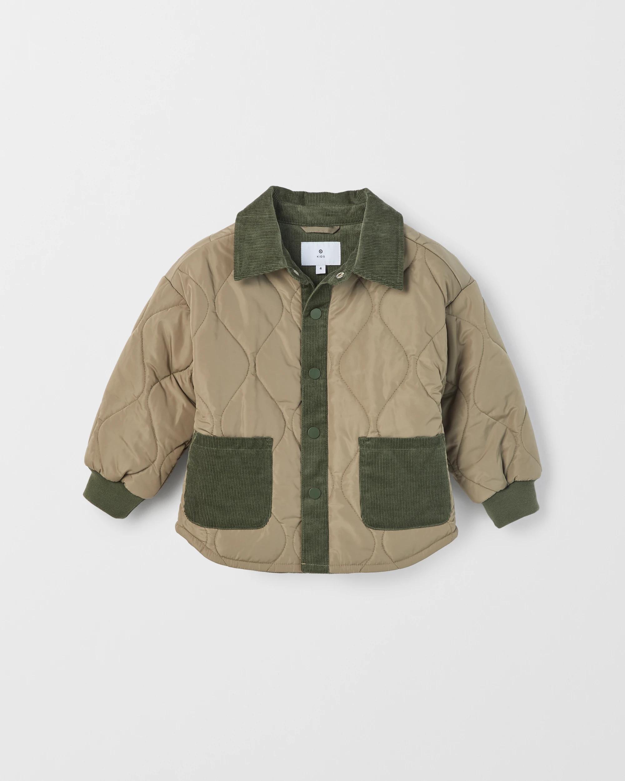 6 Target Kids Quilted Puffer Collar Jacket GREEN, 6 of 7