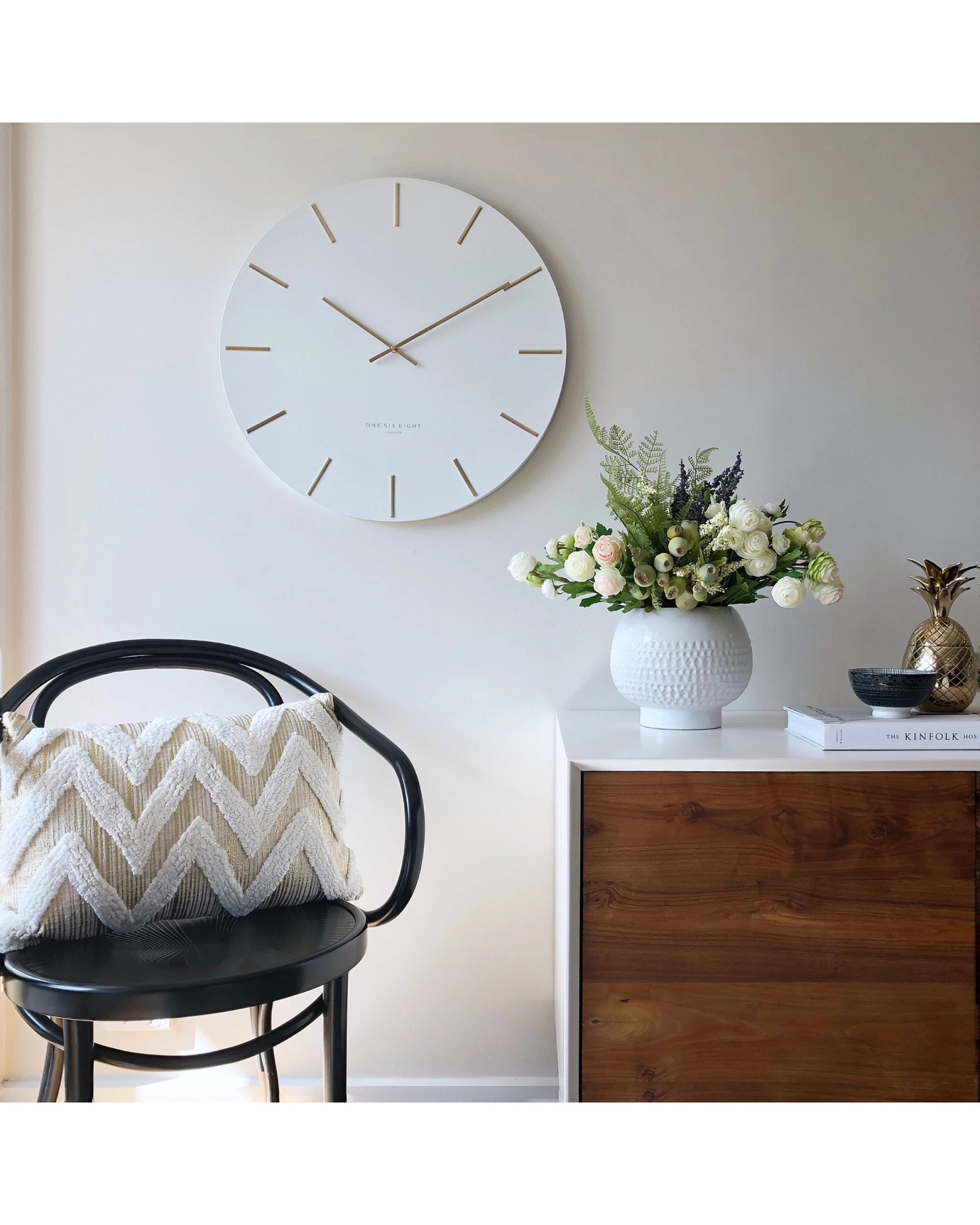 5 One Six Eight London Luca Silent Wall Clock - 40cm - White, 5 of 5