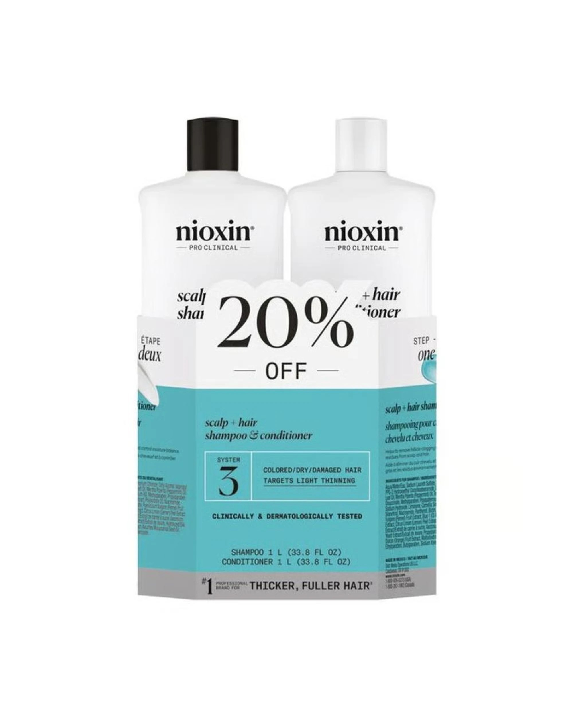 2 Nioxin System 3 Scalp & Hair Shampoo & Conditioner 1000mL Set, 2 of 5