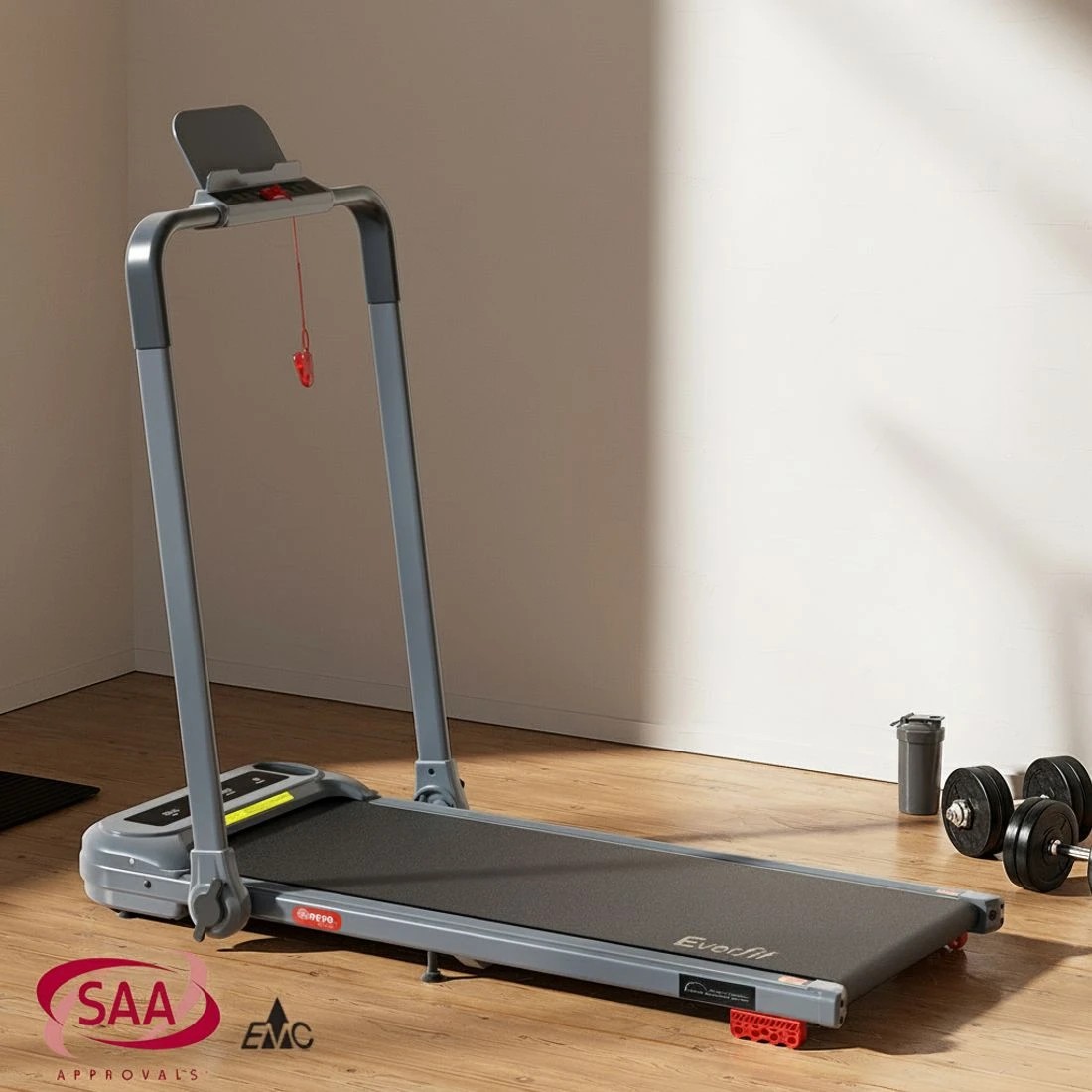 4 Everfit Treadmill Electric Walking Pad with Incline Foldable for Home Gym - Grey, 4 of 10
