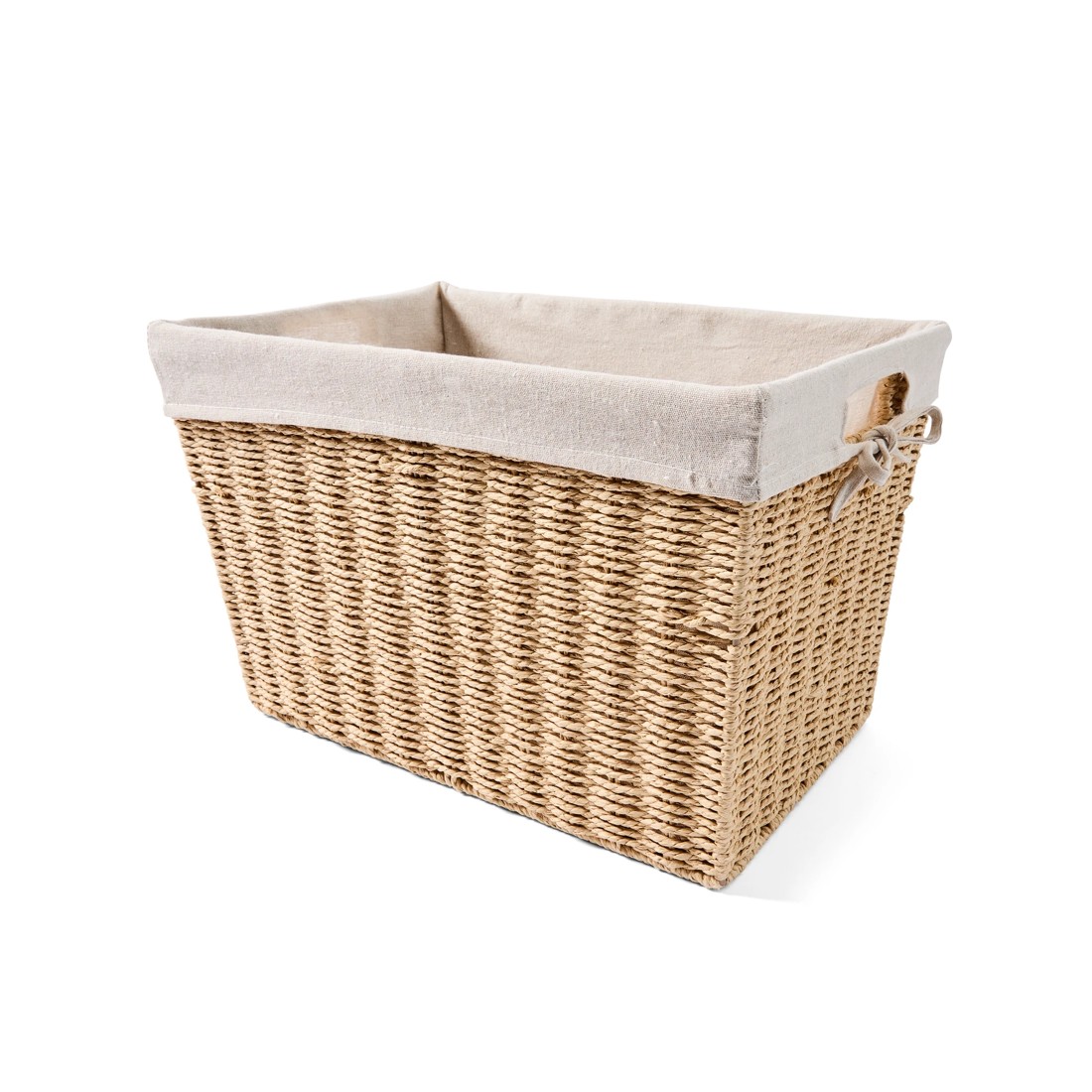 1 Large Paper Rope Basket with Liner - Beige, 1 of 8