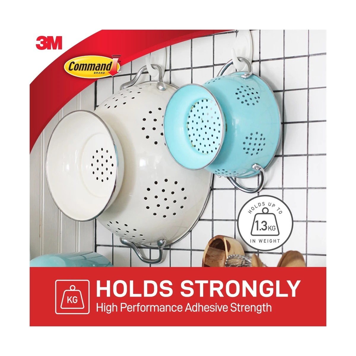 5 3M Command Mounting Designer Hook Medium - White - Grey, 5 of 5