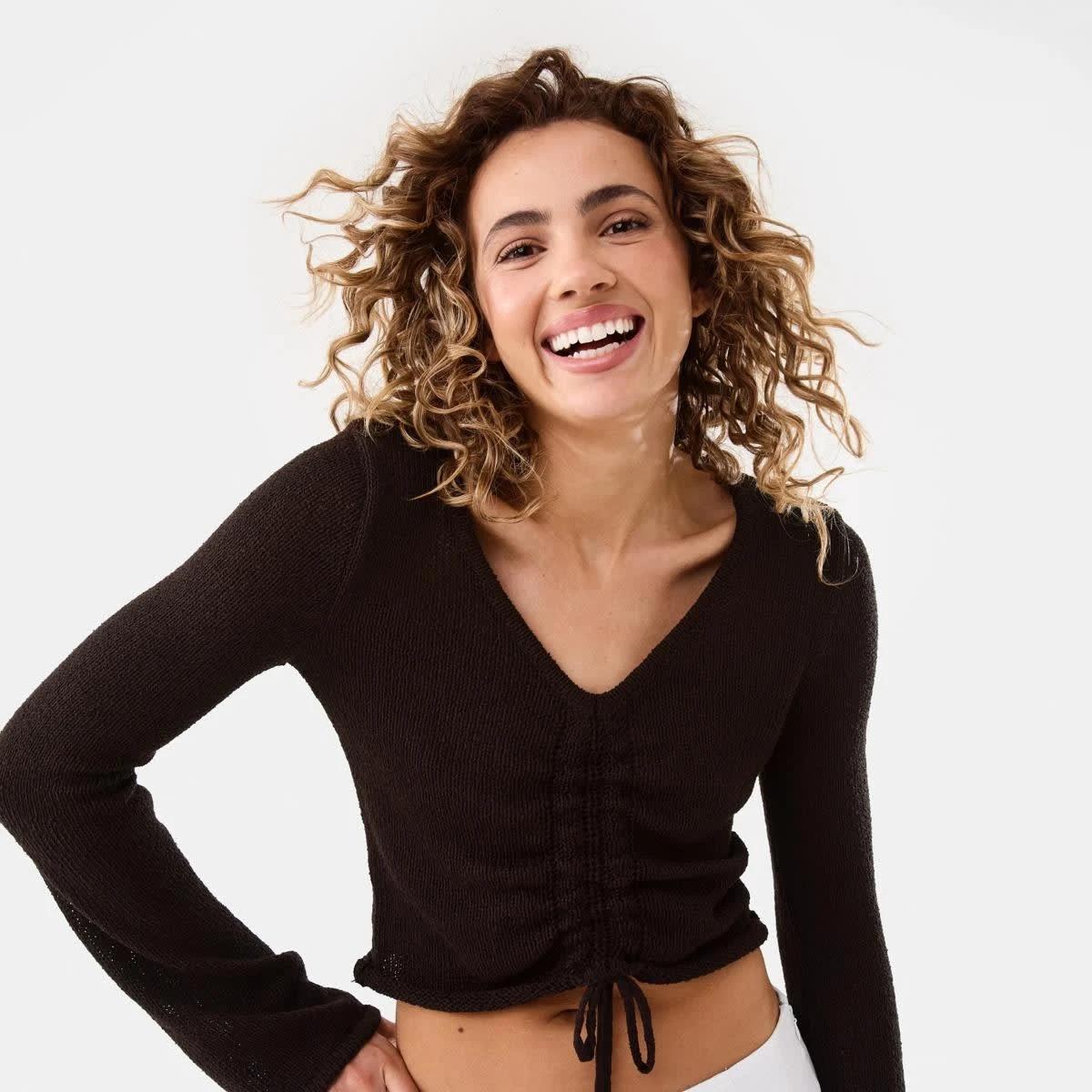 5 Ruched Long Sleeve Jumper MELTED CHOCOLATE, 5 of 8
